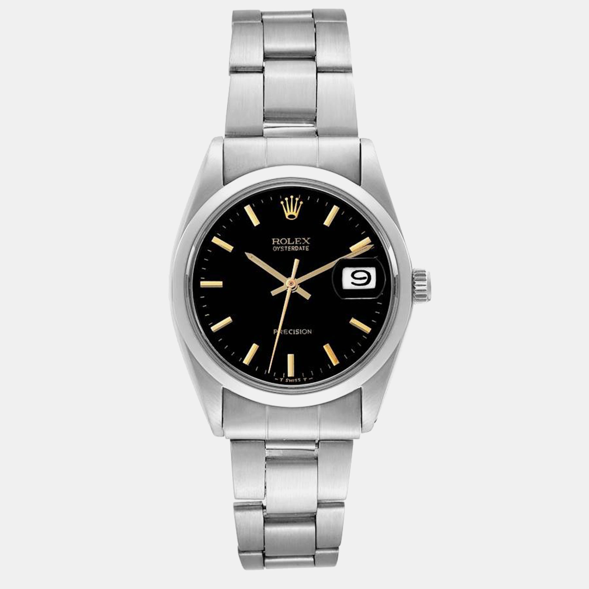 

Rolex OysterDate Precision Black Dial Steel Vintage Men's Watch 35.0 mm