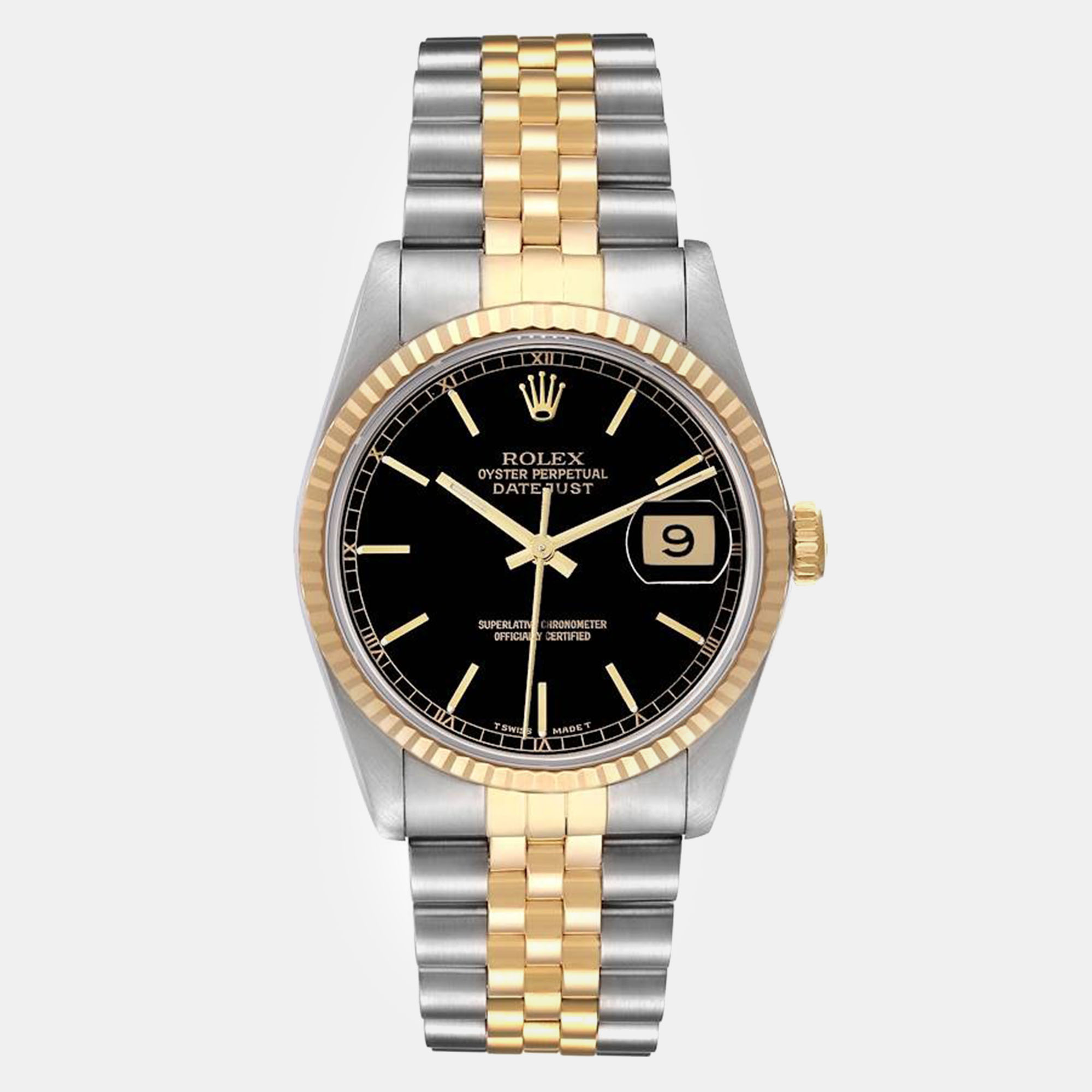 

Rolex Datejust Stainless Steel Yellow Gold Men's Watch 36 mm, Black