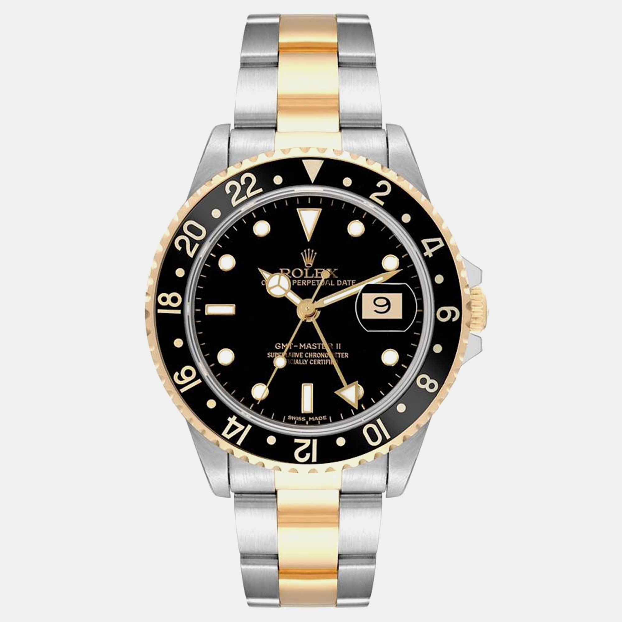 

Rolex GMT Master II Steel Yellow Gold Black Dial Men's Watch 40 mm