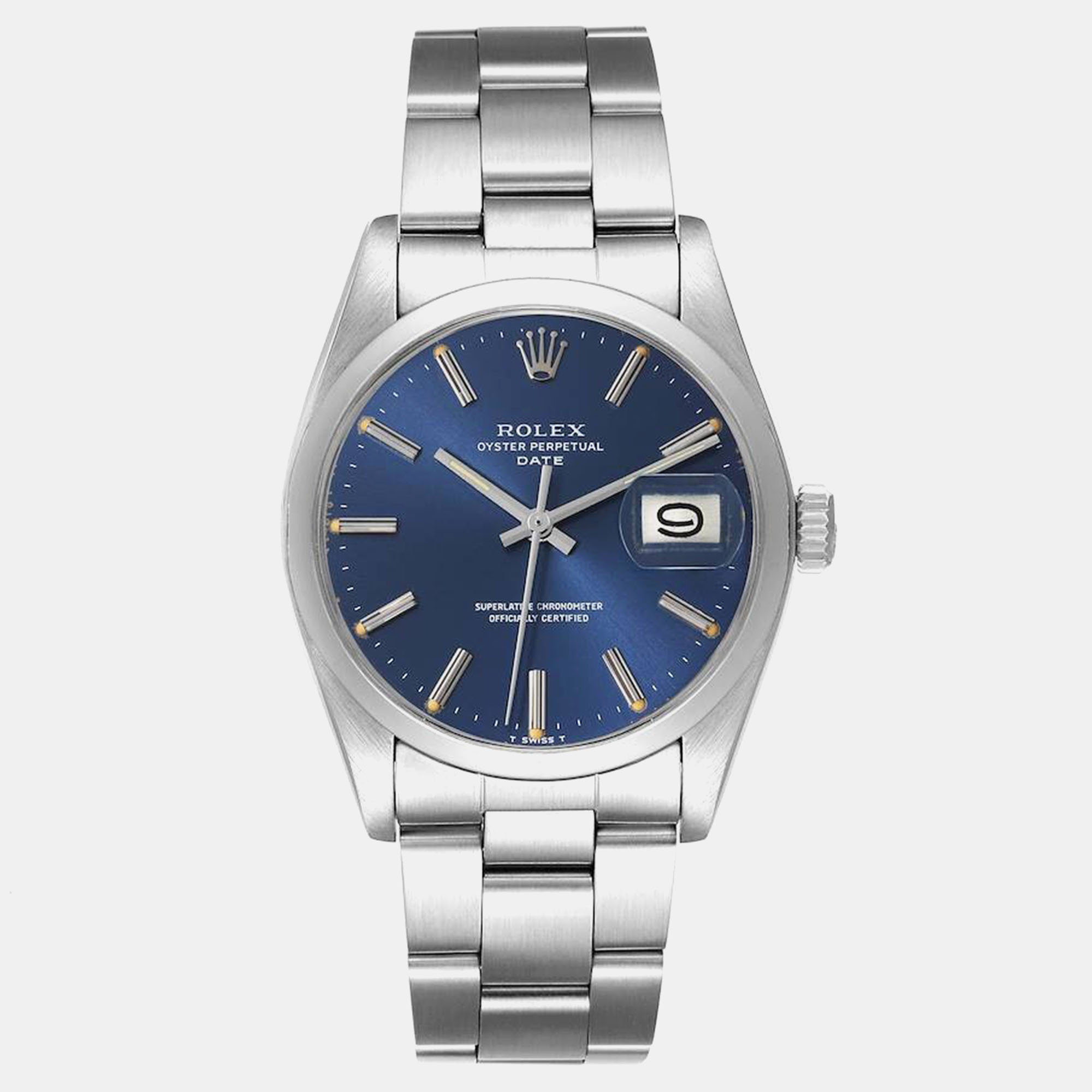 

Rolex Date Blue Dial Vintage Steel Mens Watch 1500