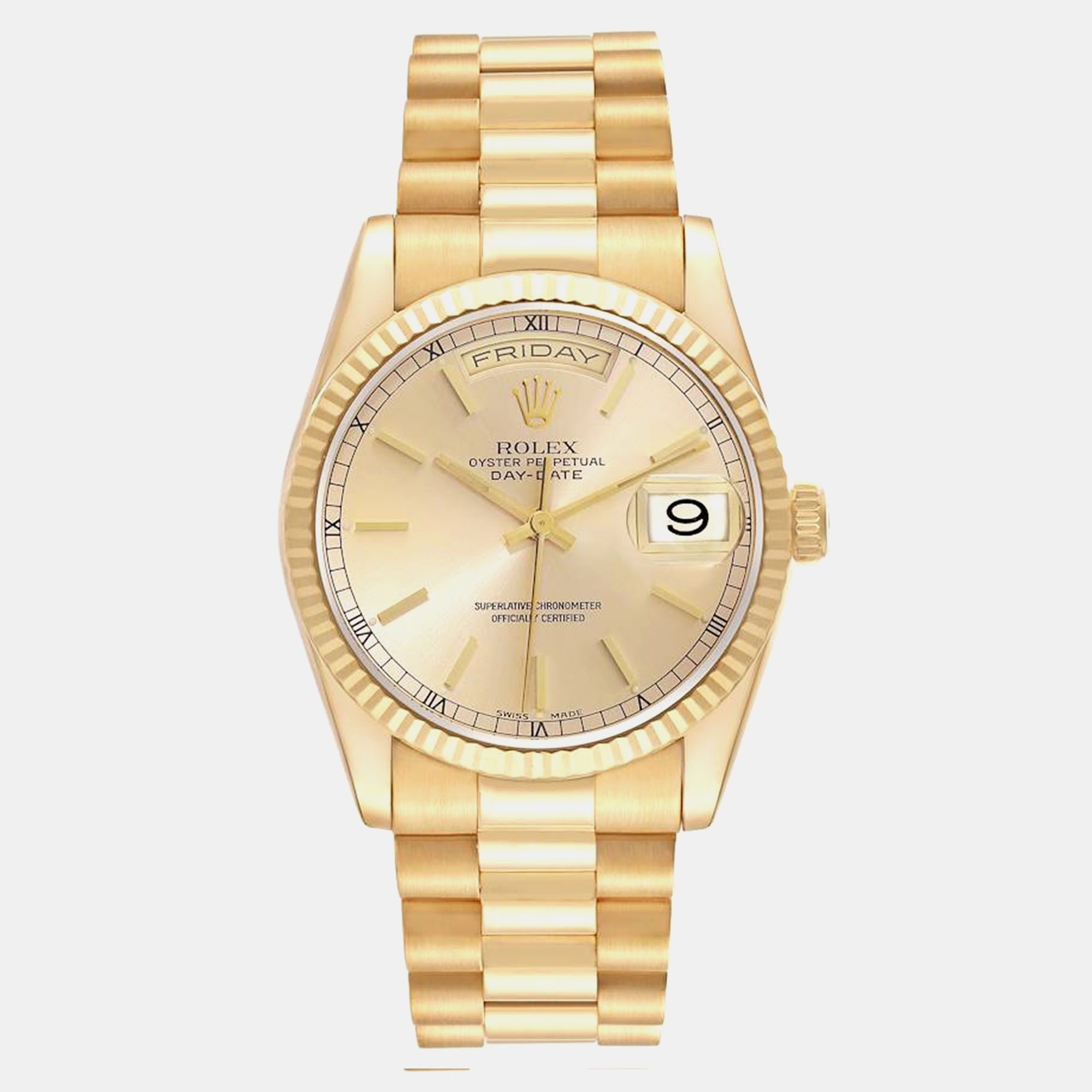 

Rolex President Day Date  Yellow Gold Mens Watch 118238