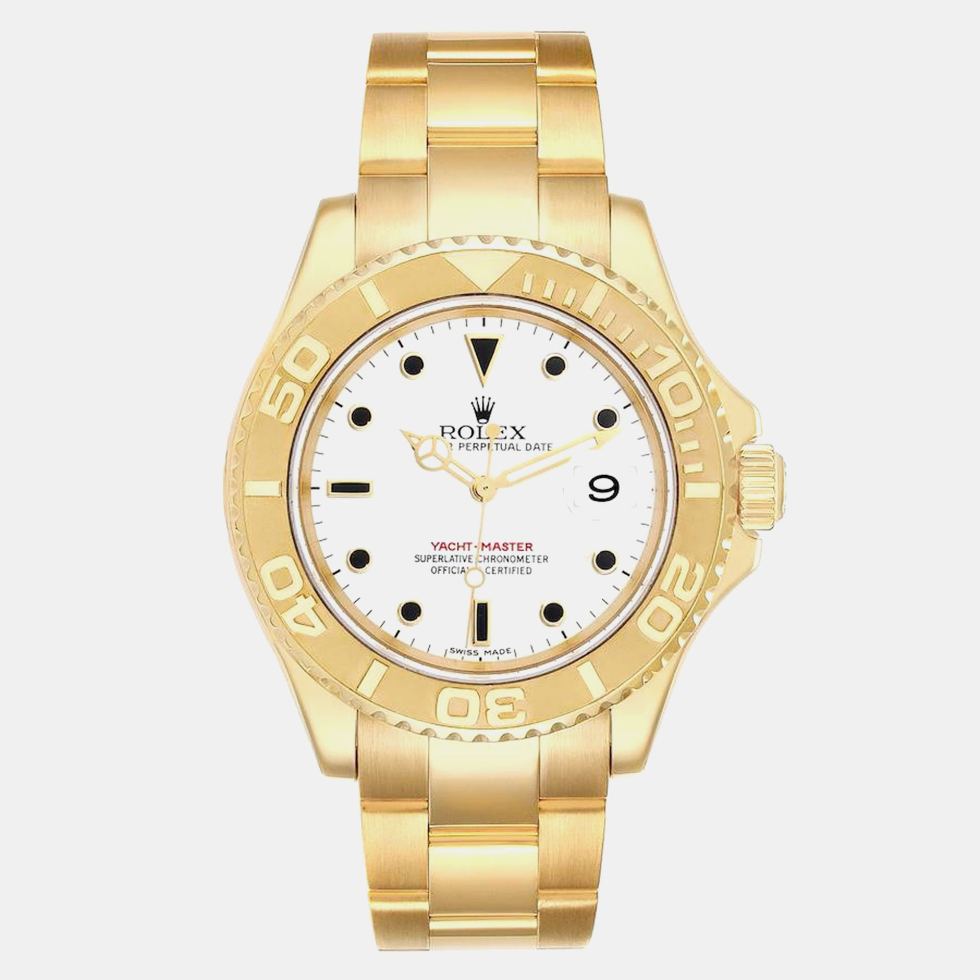 

Rolex Yachtmaster  Yellow Gold White Dial Mens Watch 16628