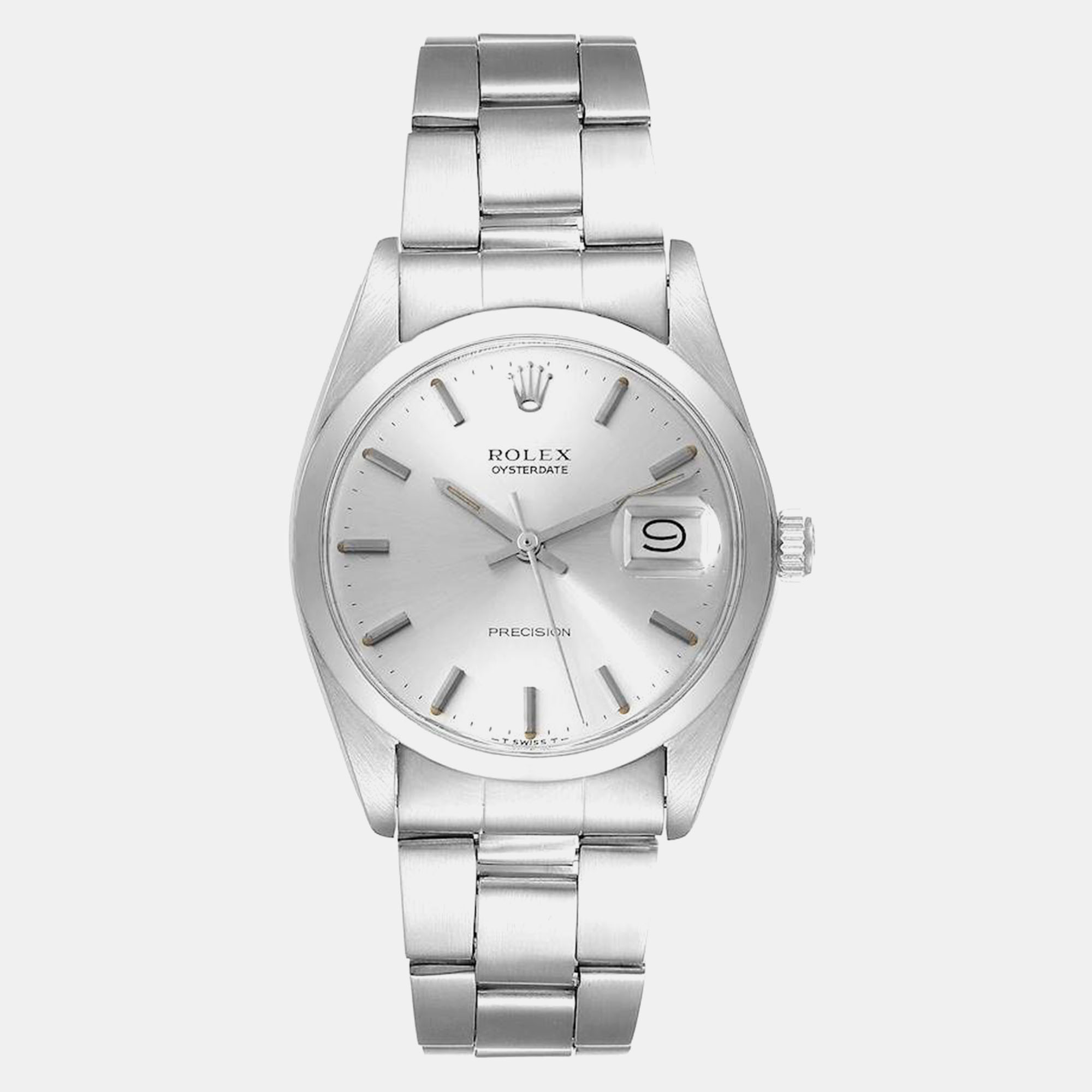 

Rolex OysterDate Precision Silver Dial Vintage Steel Mens Watch 6694