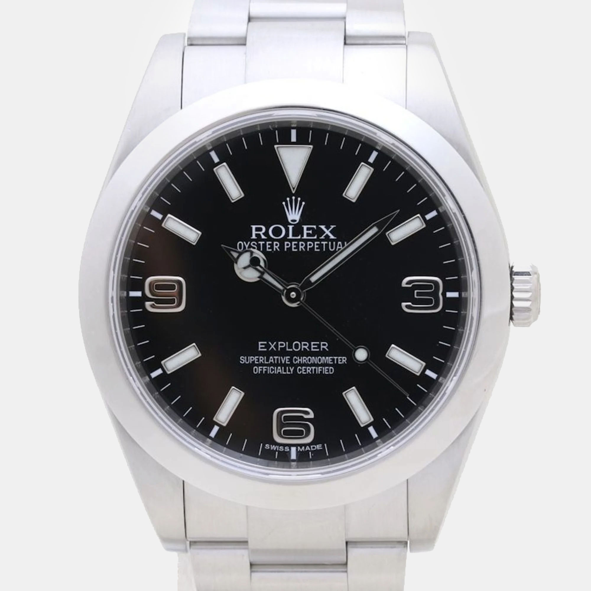 

Rolex Black Stainless Steel Explorer 214270 Automatic Men's Wristwatch 39 mm