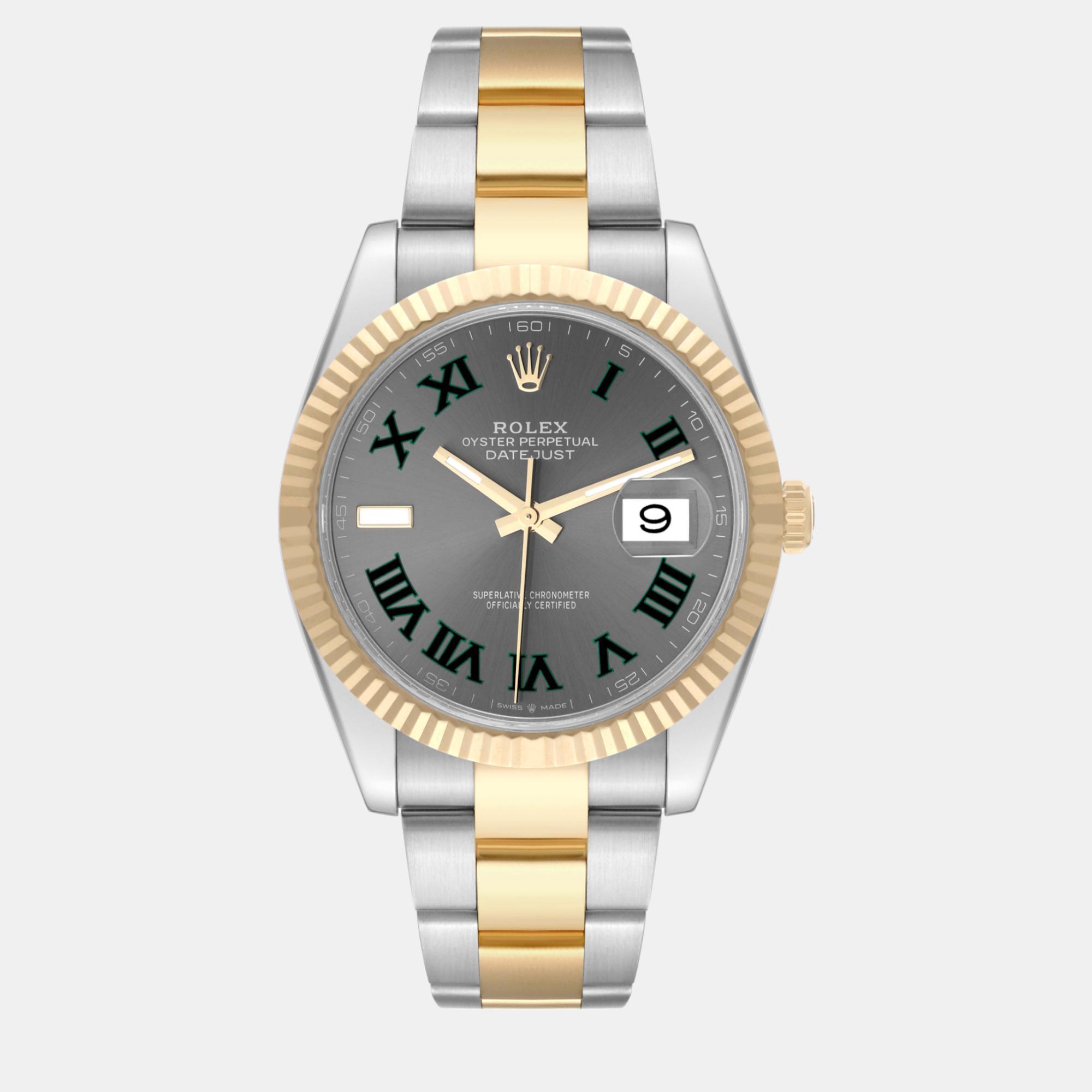 

Rolex Datejust Steel Yellow Gold Wimbledon Dial Men's Watch 41.0 mm, Grey