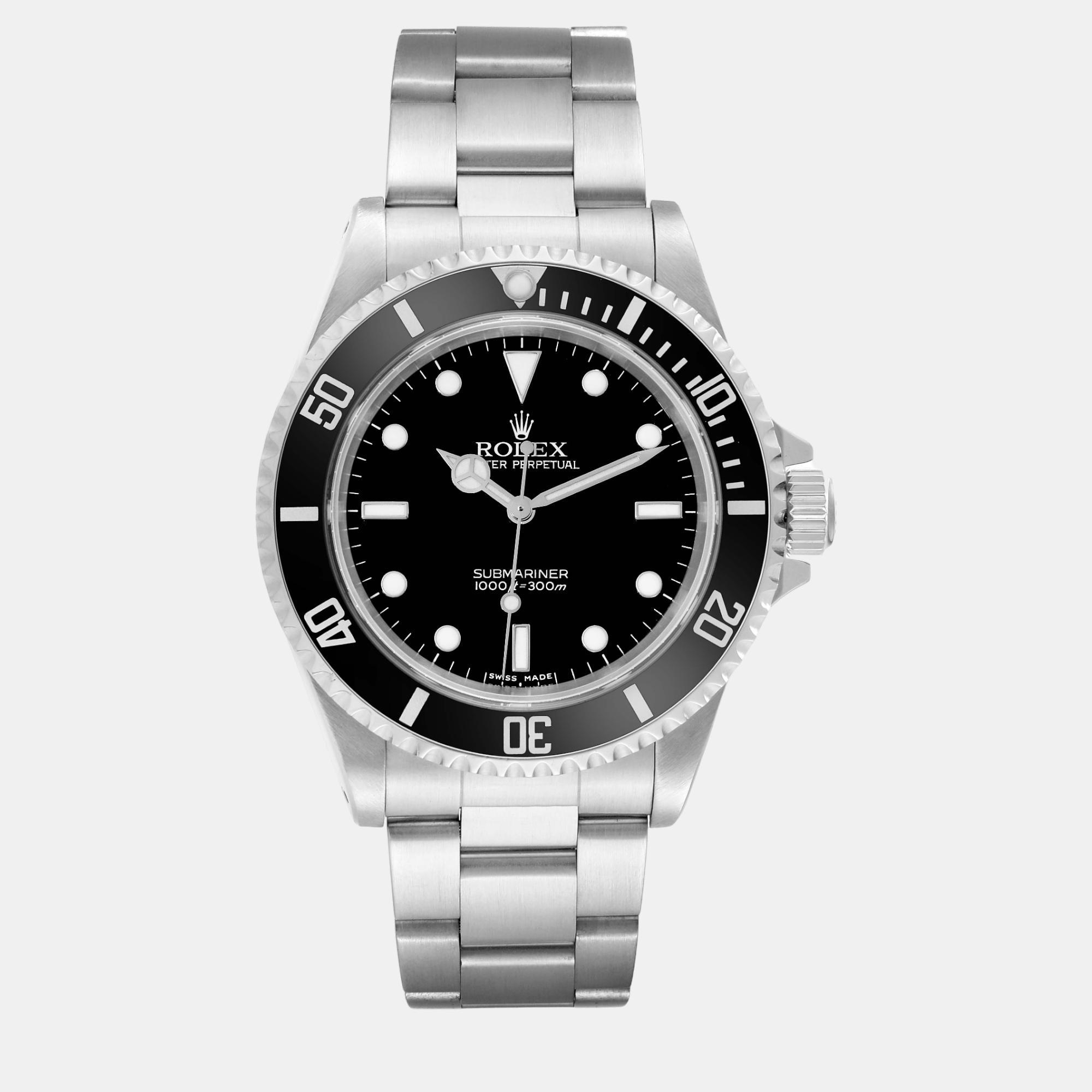 

Rolex Submariner No Date 2 Liner Steel Mens Watch 14060, Black