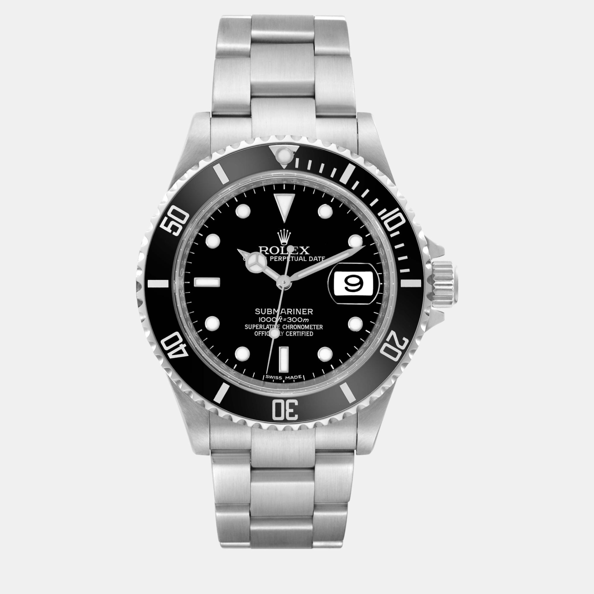 

Rolex Submariner Date Black Dial Steel Mens Watch 16610