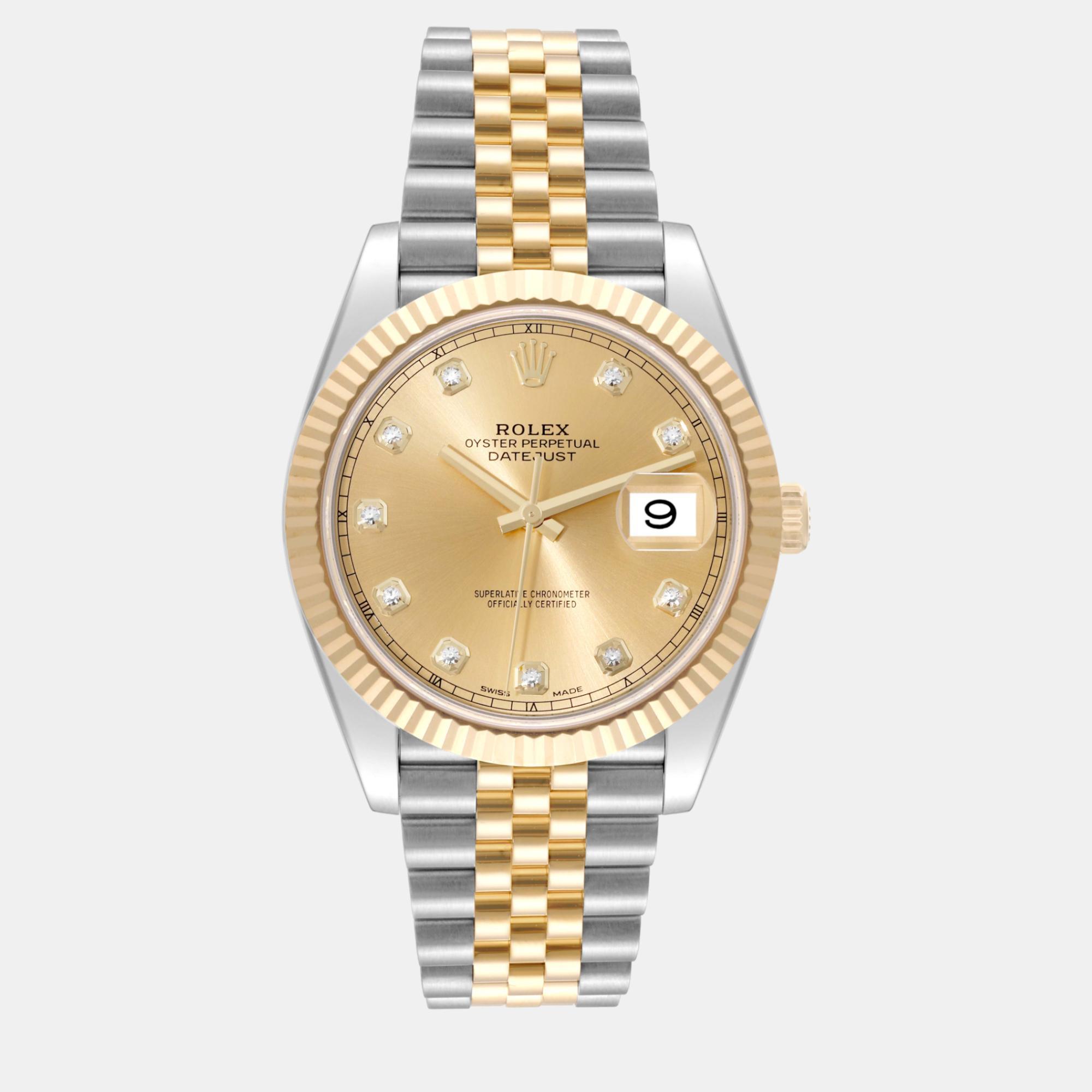 

Rolex Datejust 41 Steel Yellow Gold Diamond Dial Mens Watch 126333