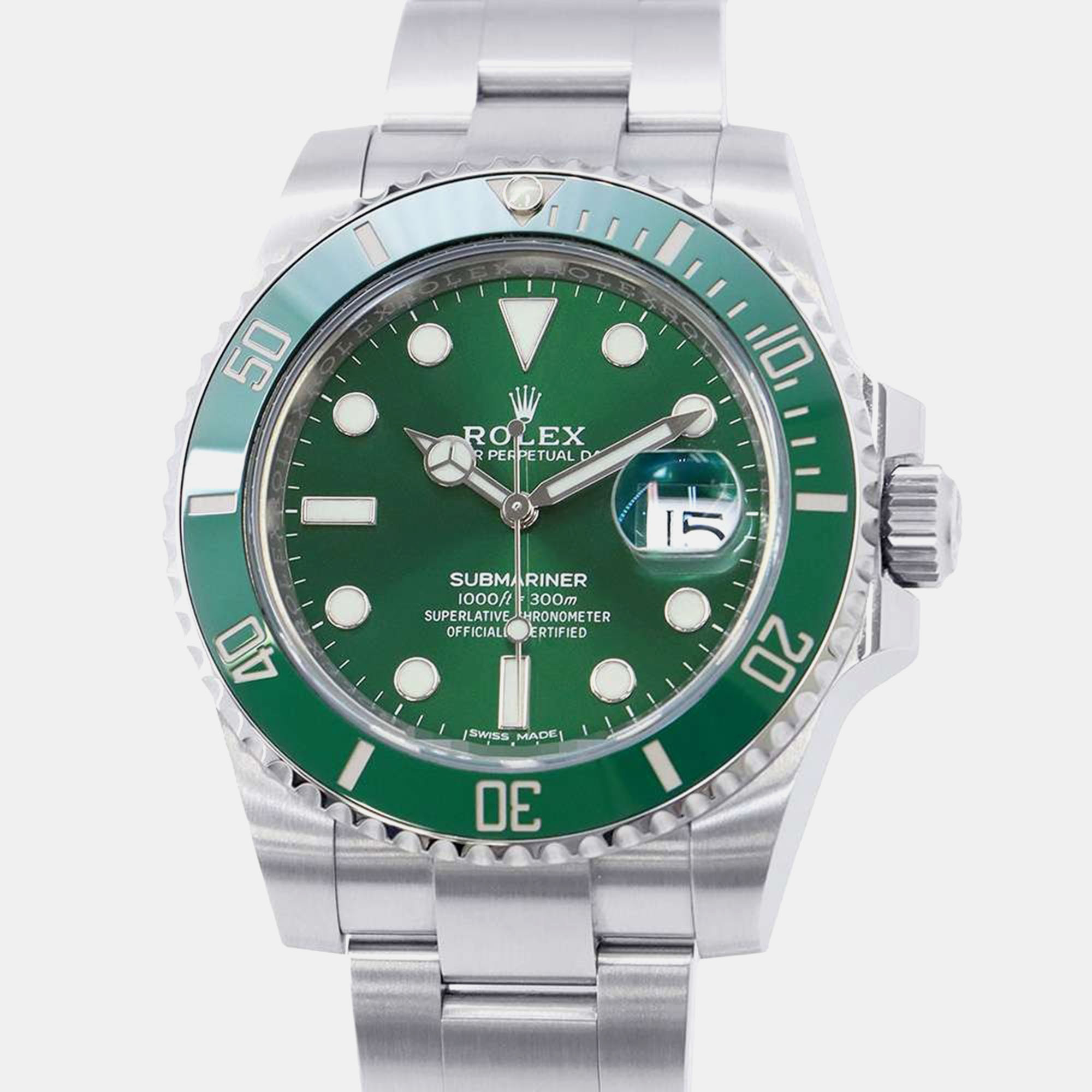 

Rolex Green Stainless Steel Submariner 116610LV Automatic Men's Wristwatch 40 mm