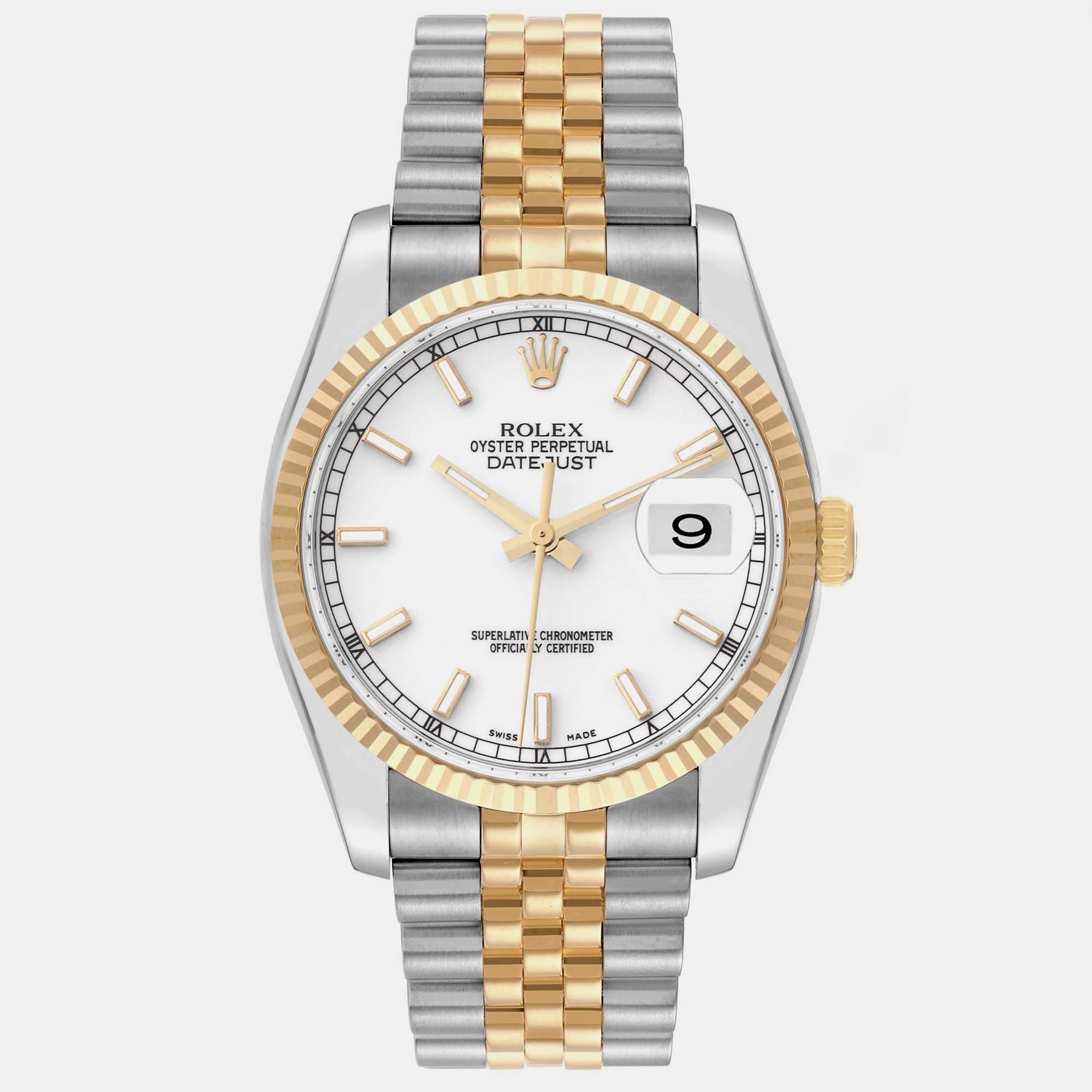 

Rolex Datejust Steel Yellow Gold White Dial Men's Watch 116233 36 mm