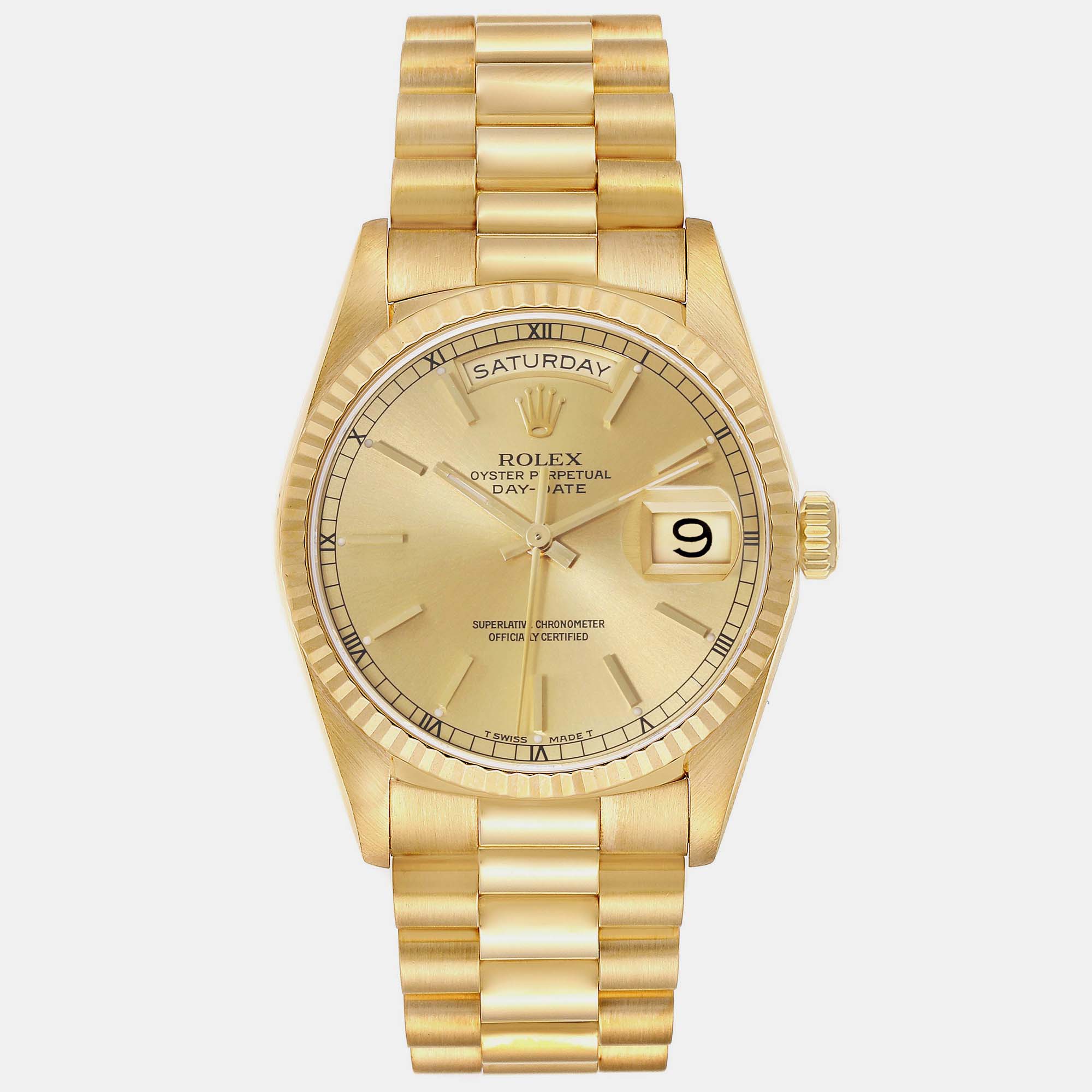 

Rolex President Day Date Yellow Gold Champagne Dial Mens Watch 18238