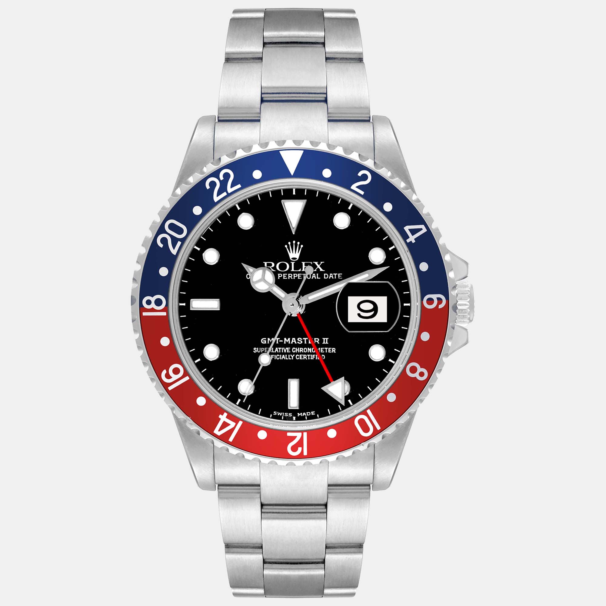 

Rolex GMT Master II Blue Red Pepsi Bezel Steel Watch 40 mm, Black