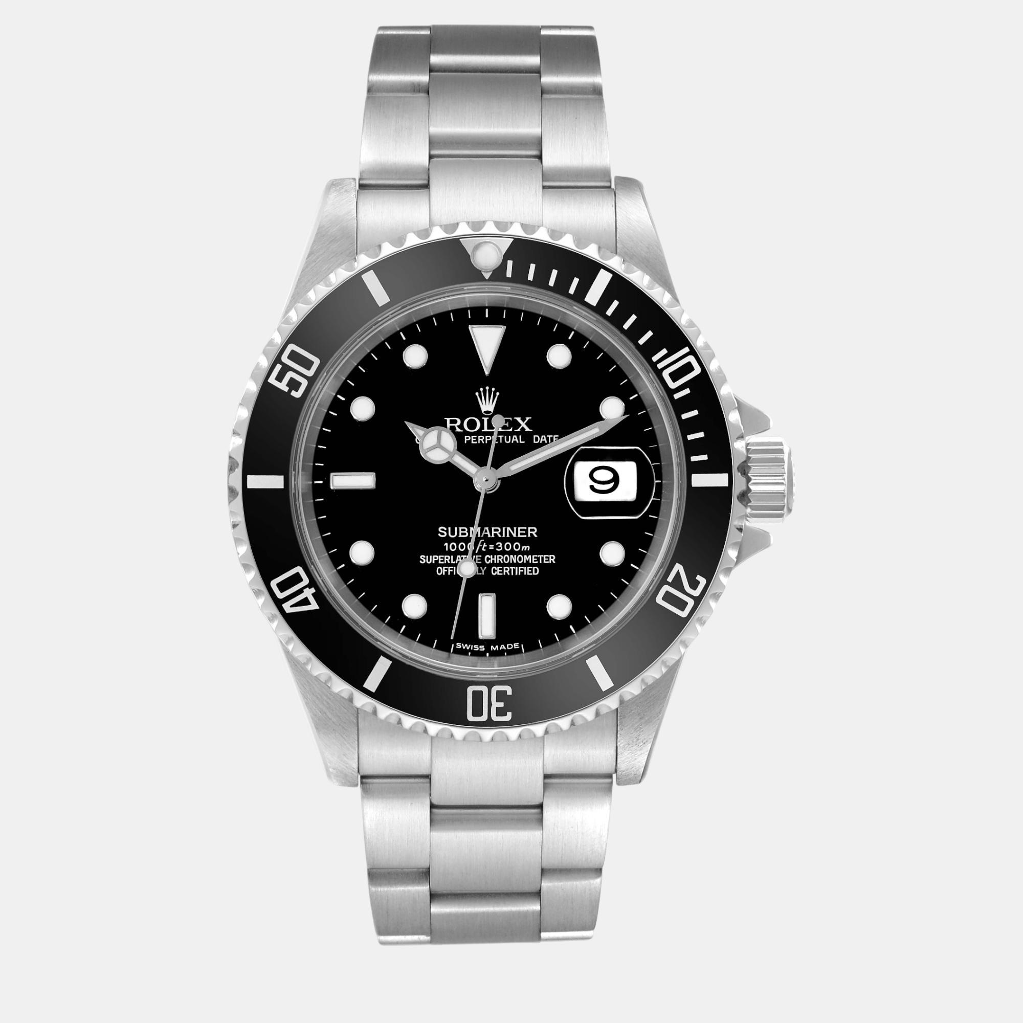 

Rolex Submariner Date Black Dial Steel Mens Watch 16610