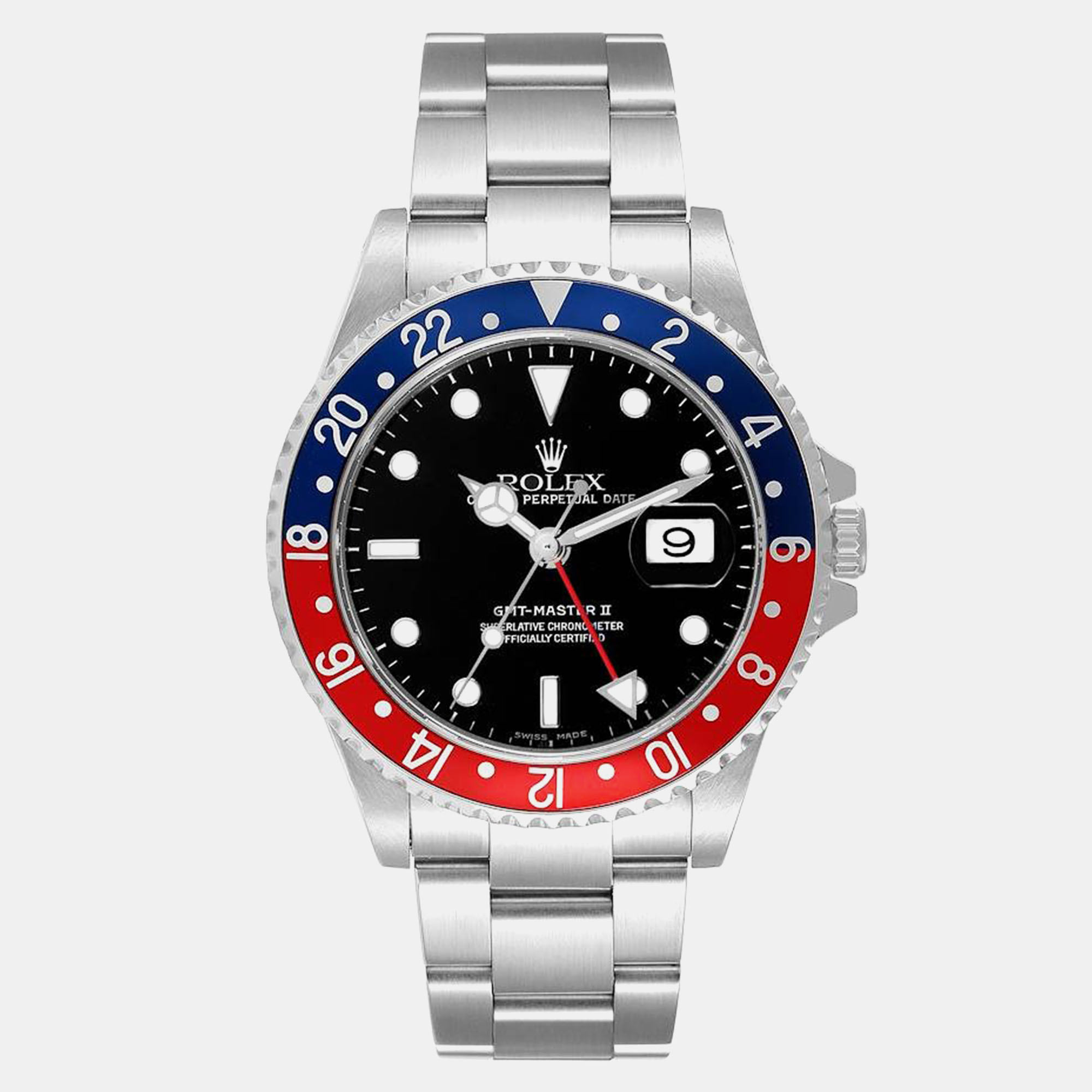 

Rolex GMT Master II Blue Red Pepsi Bezel Steel Watch 40 mm, Black