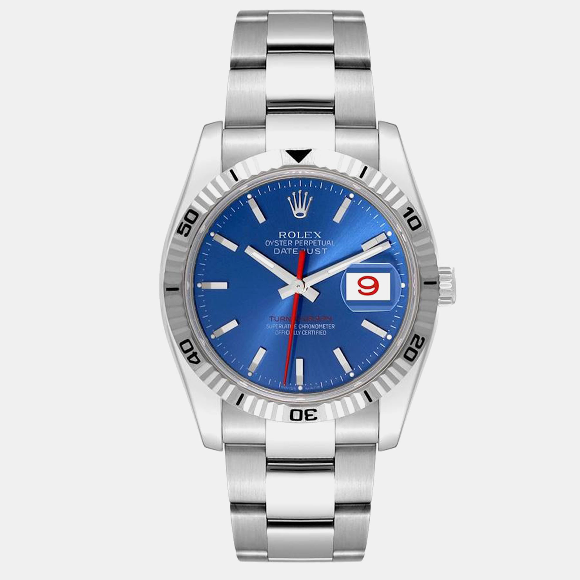 

Rolex Datejust Turnograph Steel White Gold Blue Dial Men's Watch 36.0 mm