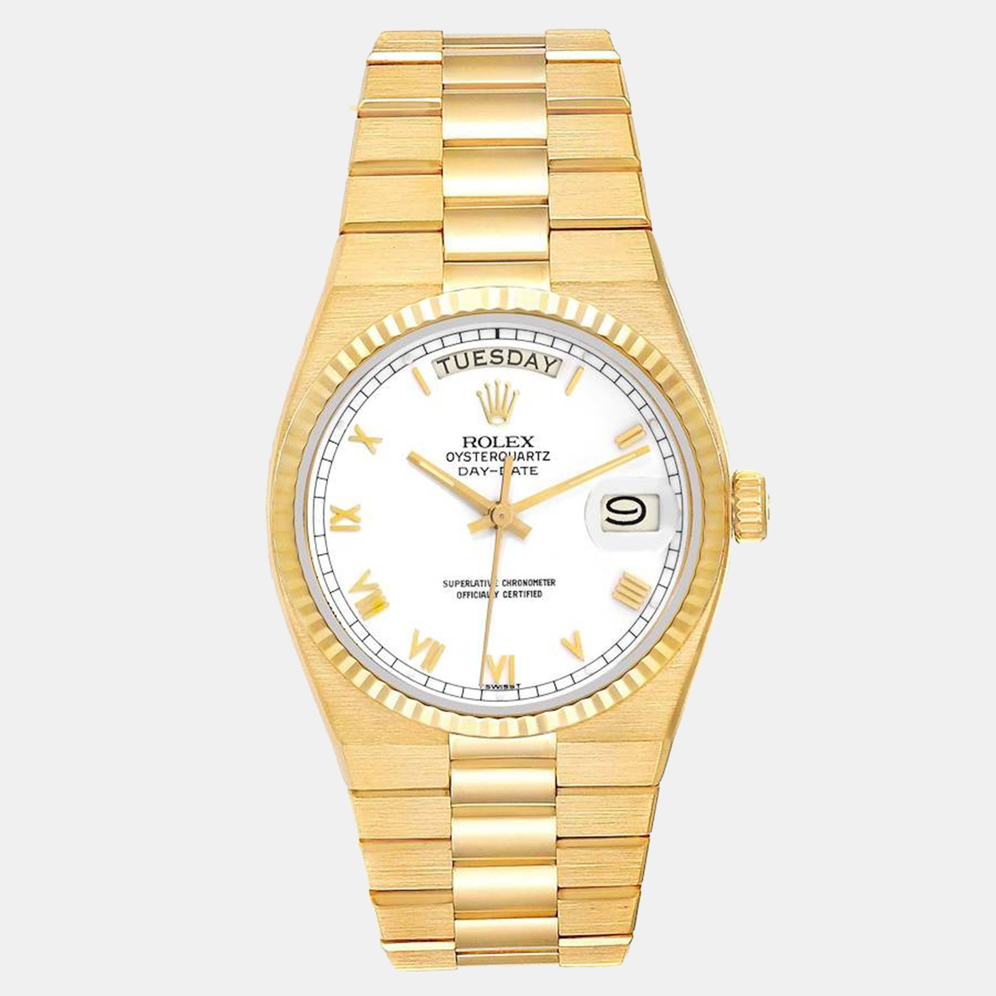 

Rolex Oyster quartz President Yellow Gold White Dial Men's Watch 19018 36 mm