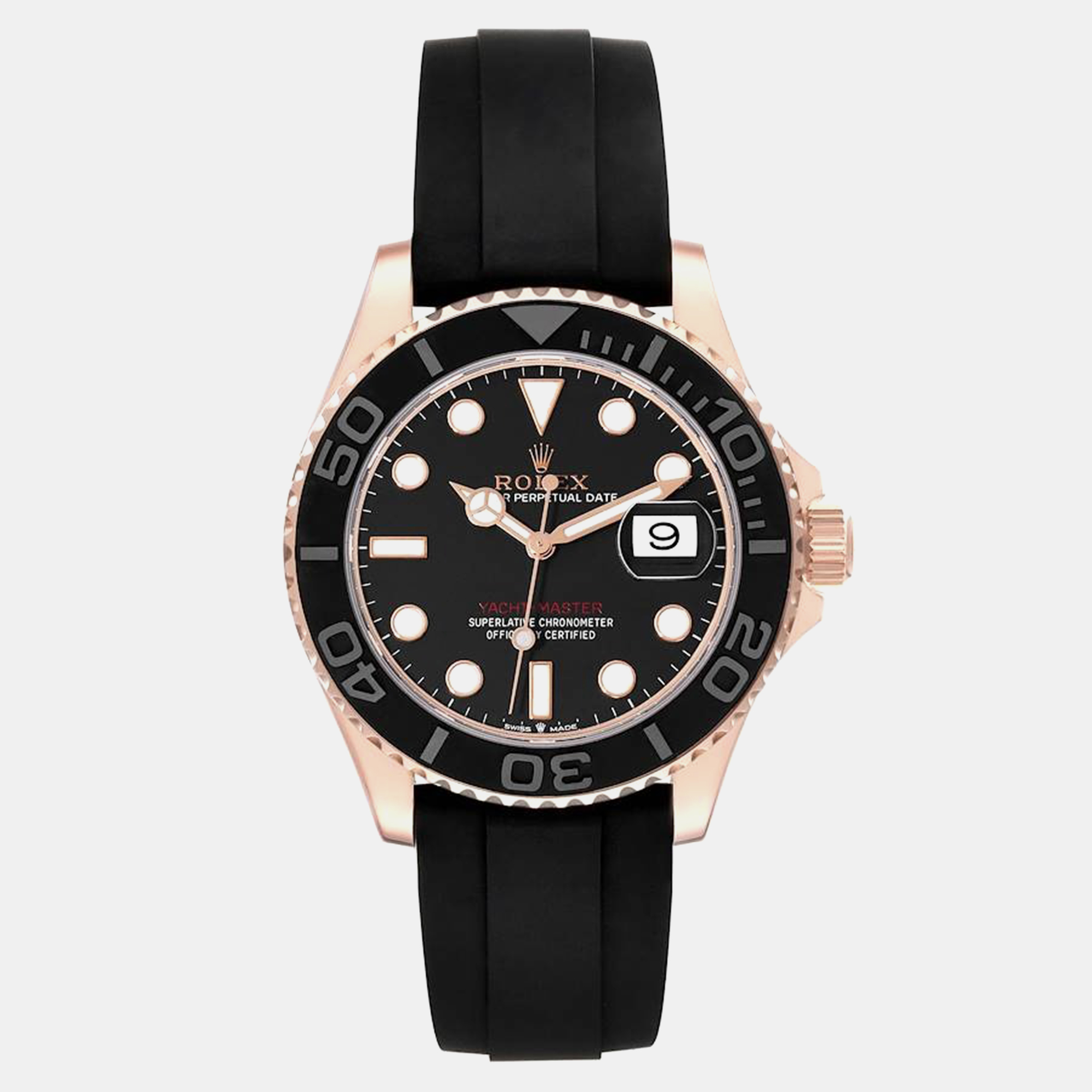 

Rolex Yachtmaster Everose Rose Gold Oysterflex Men's Watch 40.0 mm, Black