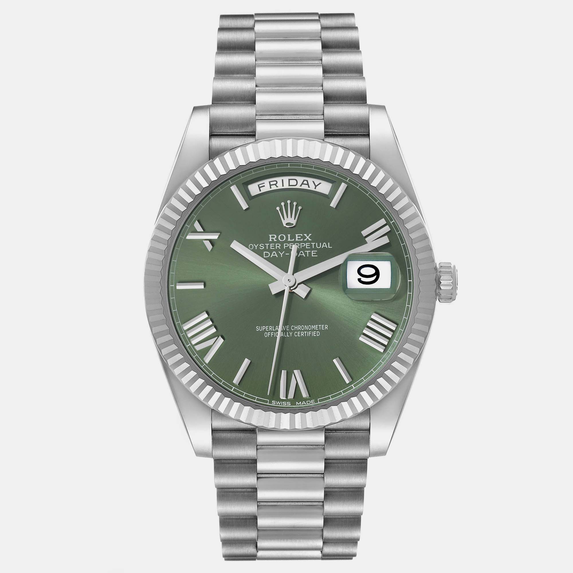 

Rolex President Day Date  Green Dial White Gold Mens Watch 228239