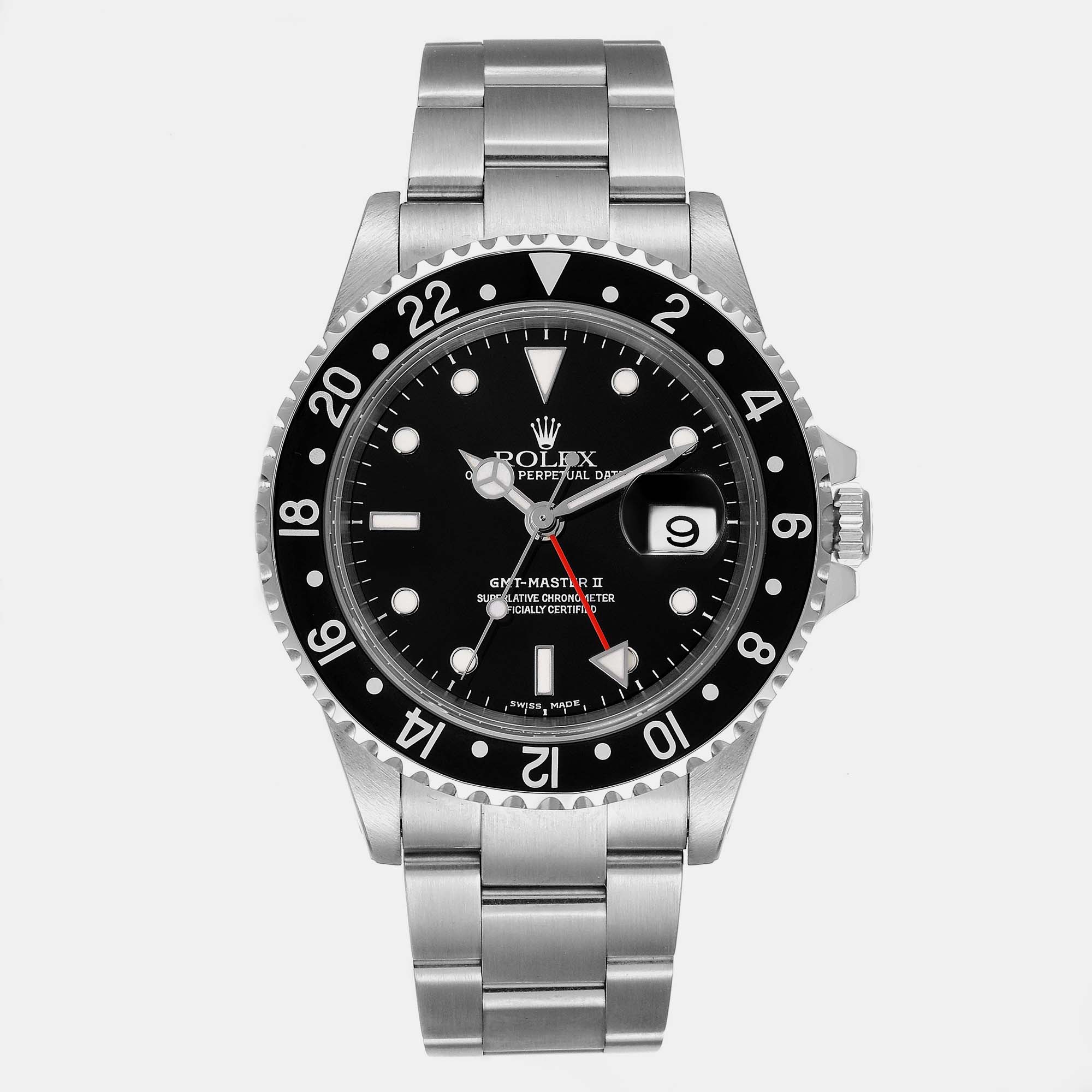 

Rolex GMT Master II Black Dial Bezel Steel Mens Watch 16710