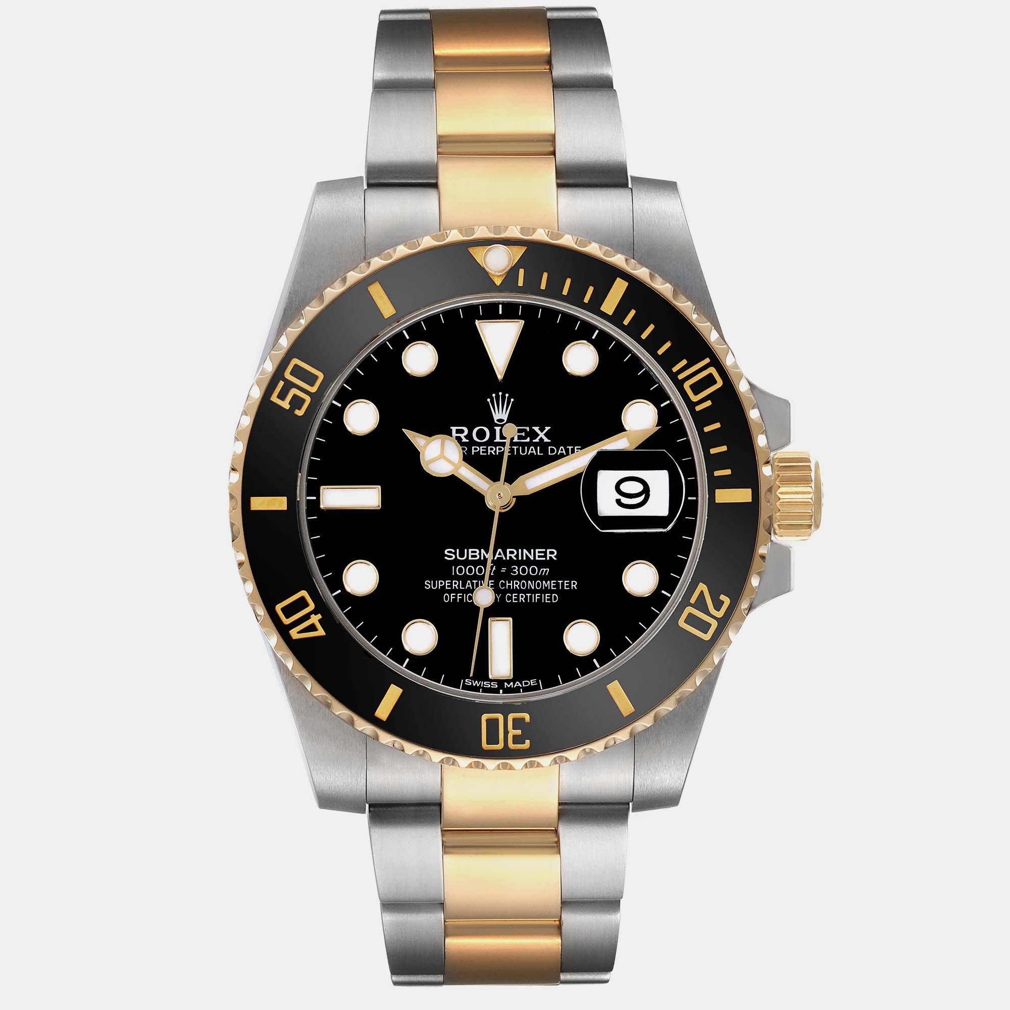 

Rolex Submariner Steel Yellow Gold Black Diamond Dial Men's Watch 116613 40 mm