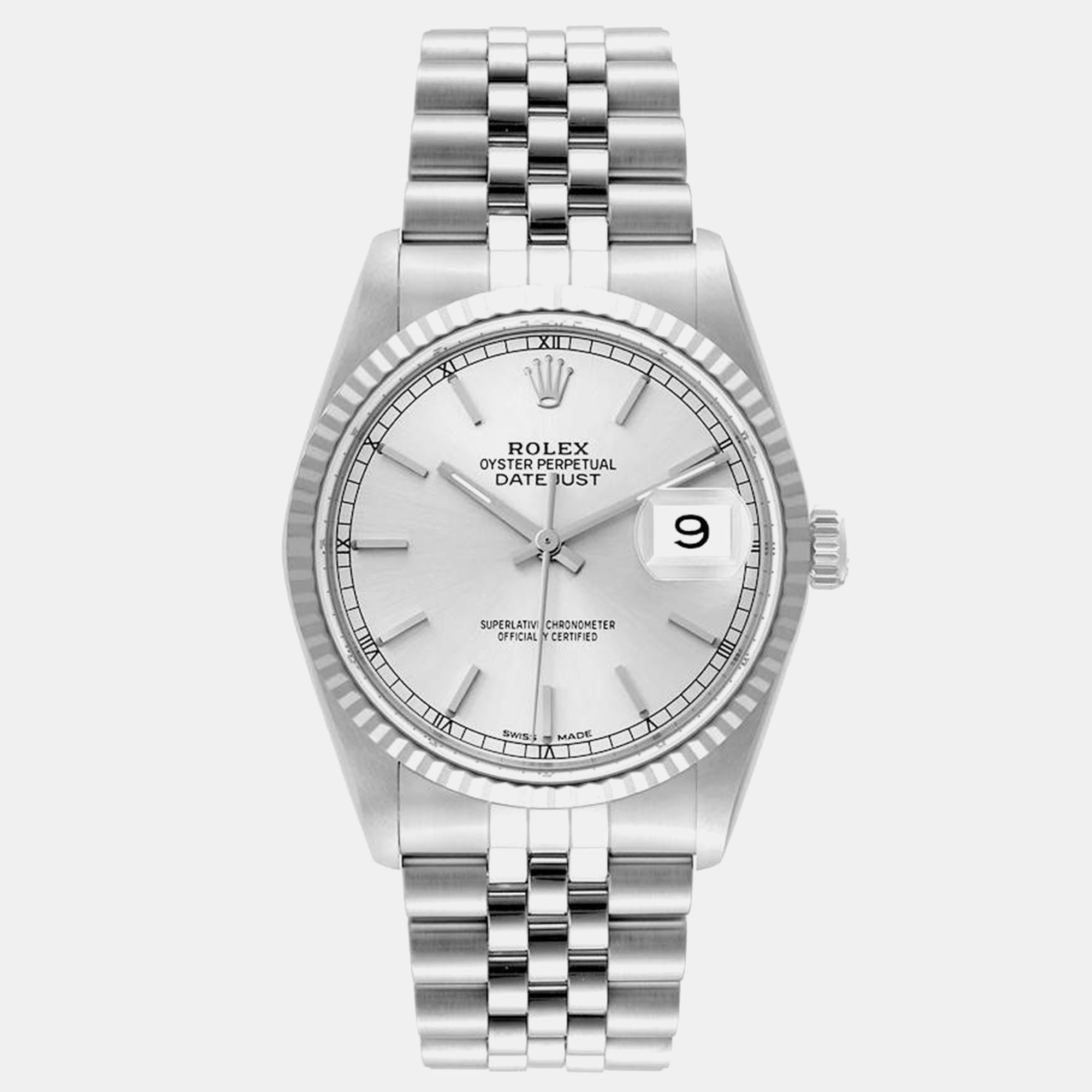 

Rolex Datejust Silver Dial Steel White Gold Men's Watch 36 mm