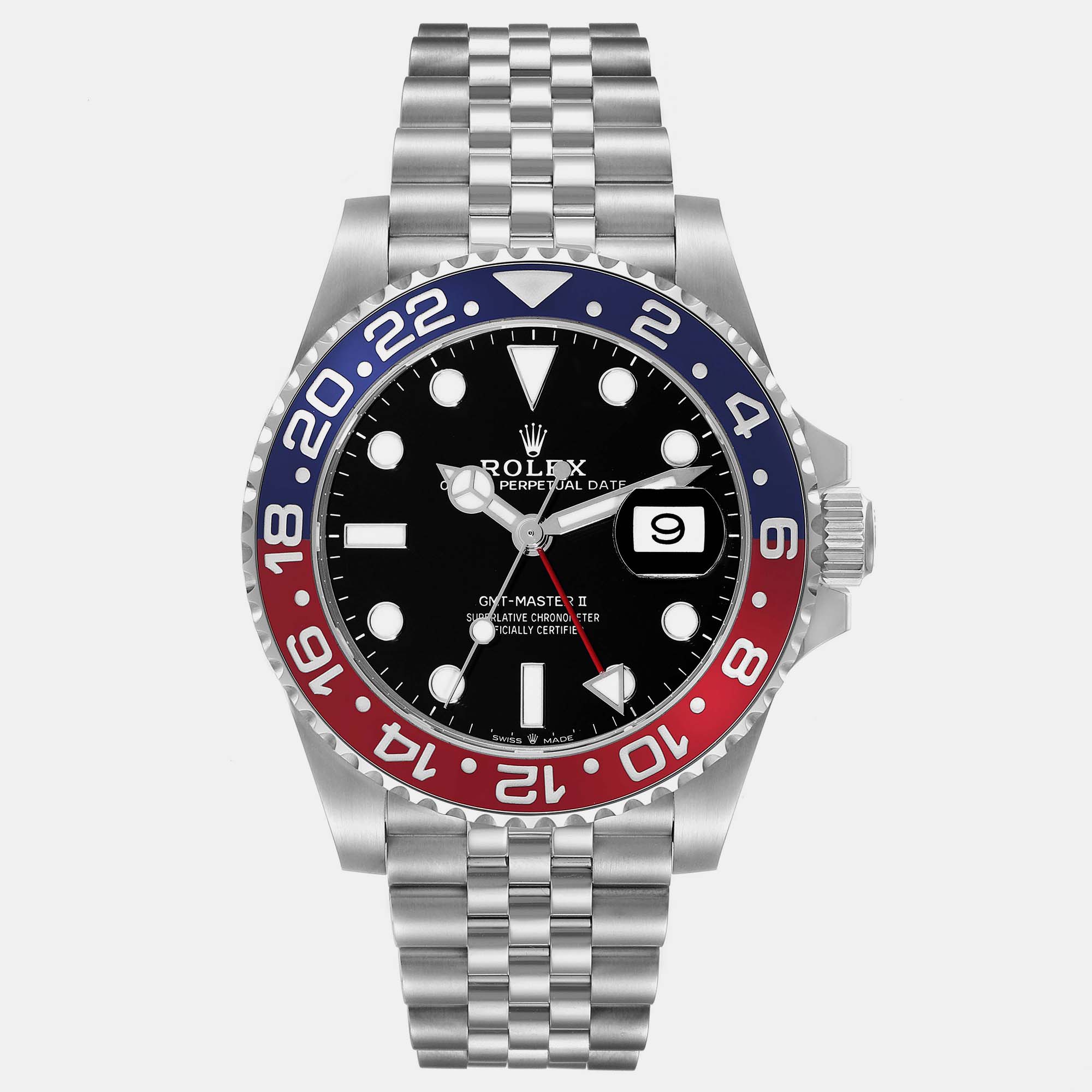 

Rolex GMT Master II Blue Red Pepsi Bezel Steel Men's Watch 126710 40 mm, Black