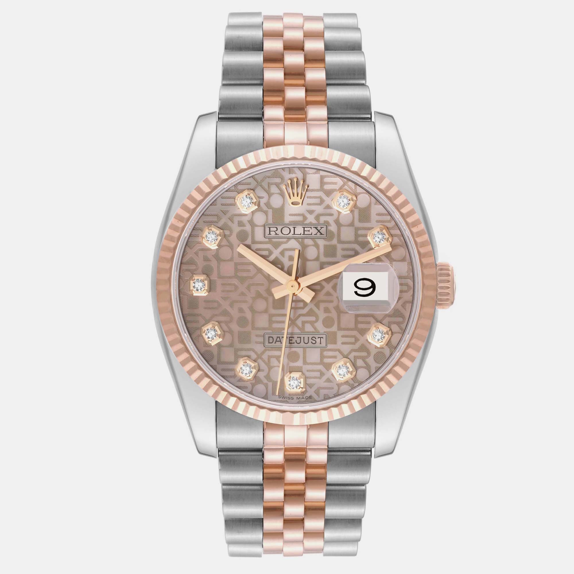 

Rolex Datejust Steel Rose Gold Anniversary Diamond Dial Watch 36 mm, Pink