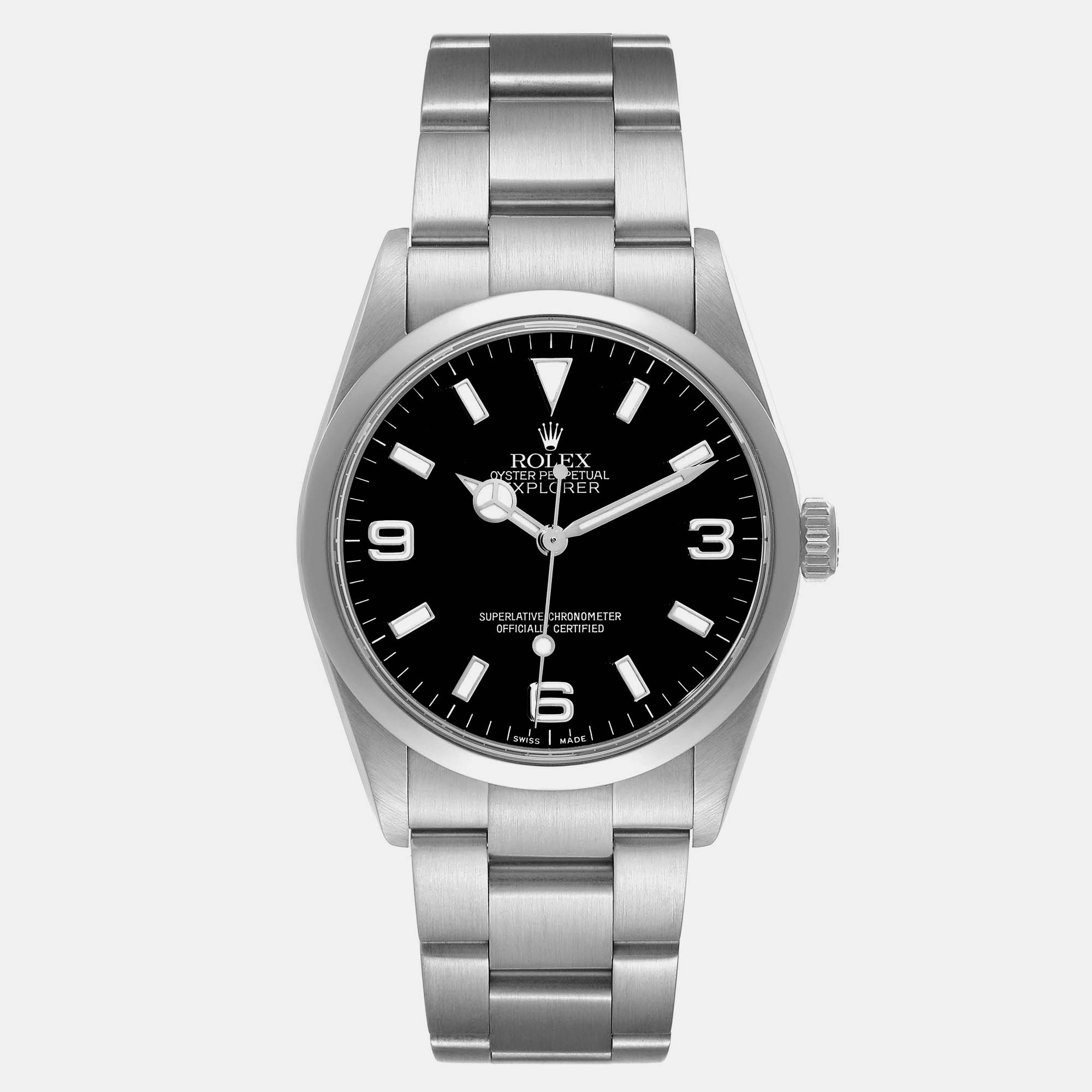 Pre-owned Rolex Explorer I Black Dial Steel Men's Watch 36.0 Mm