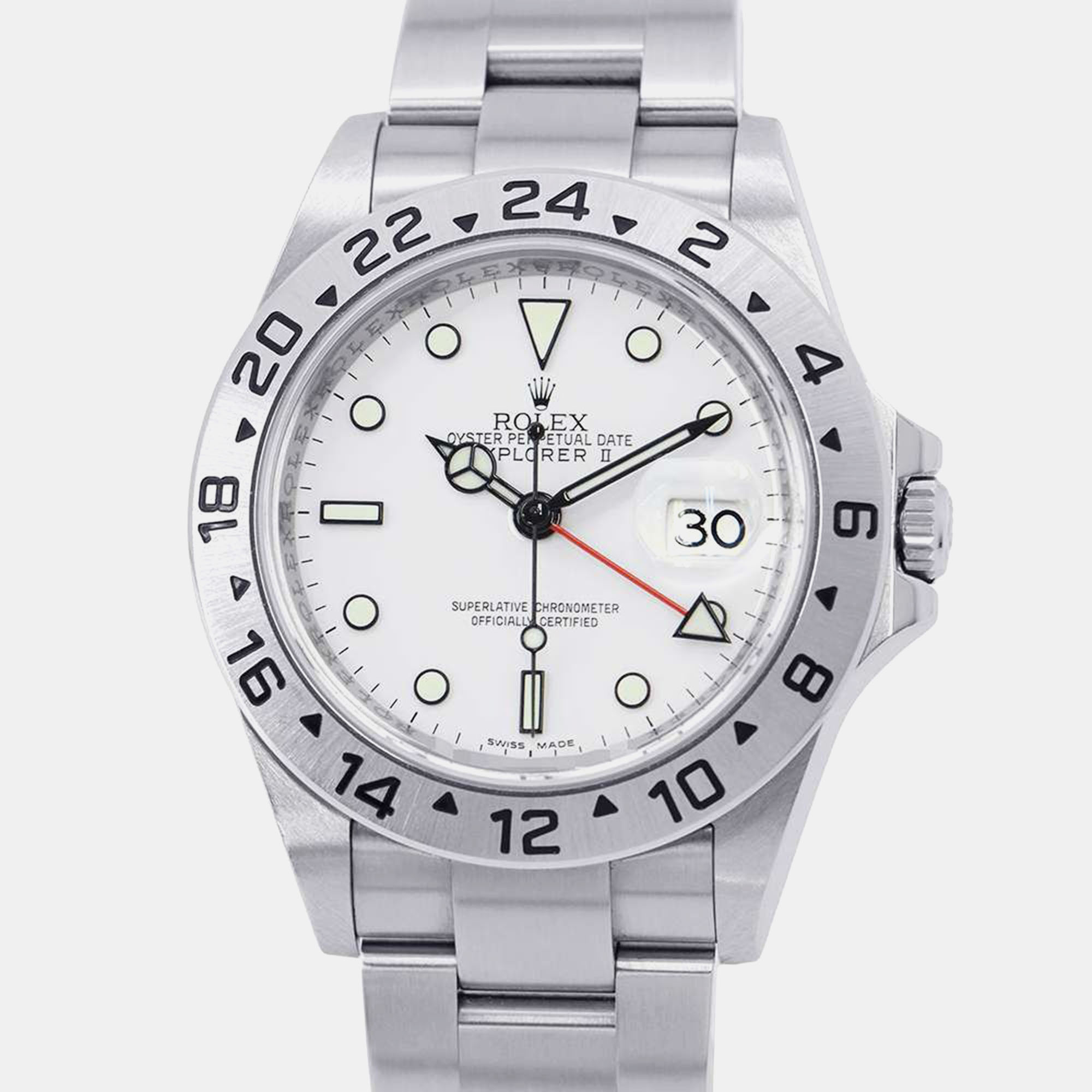 

Rolex White Stainless Steel Explorer II Automatic Men's Wristwatch 40 mm