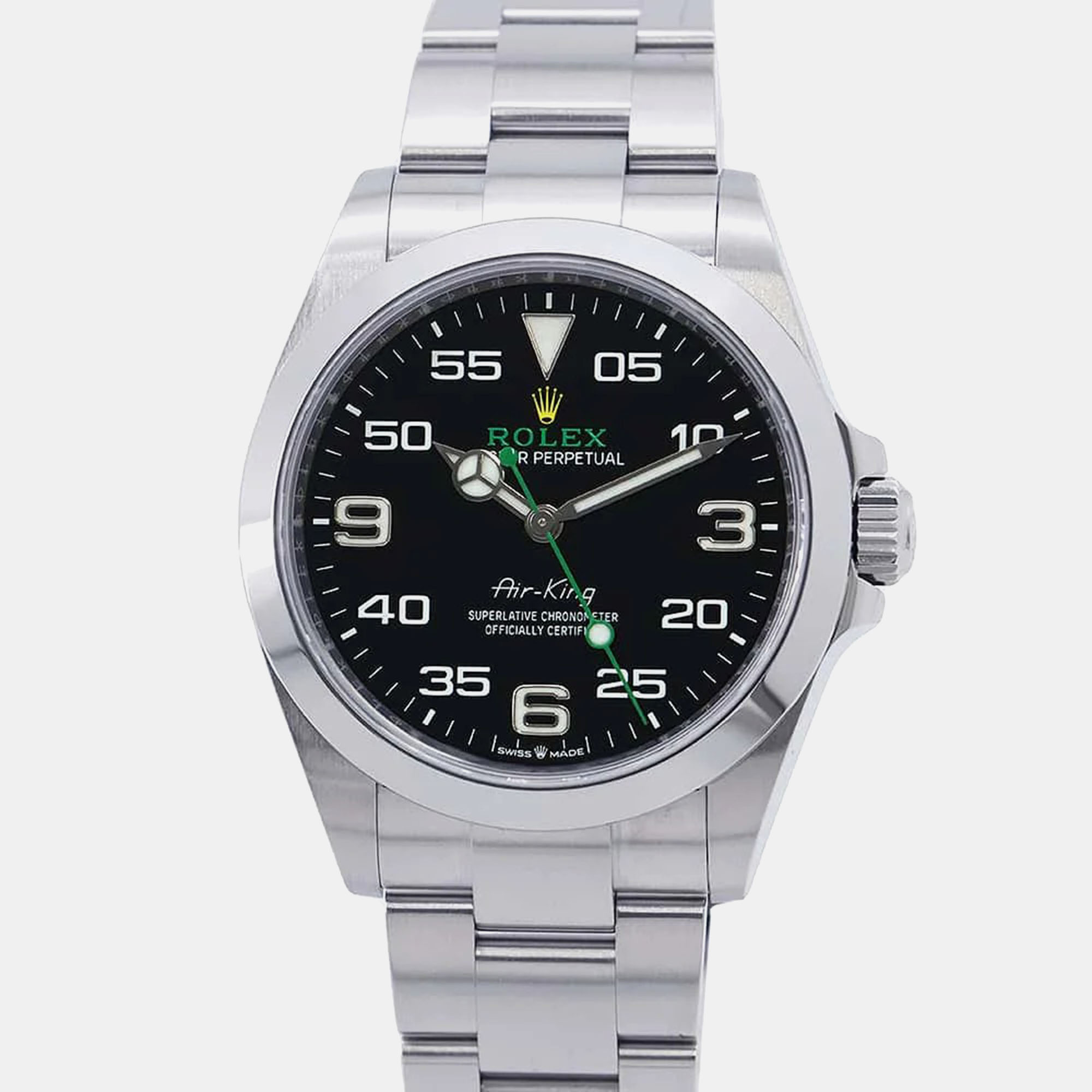 

Rolex Black Stainless Steel Air-King Automatic Men's Wristwatch 40 mm
