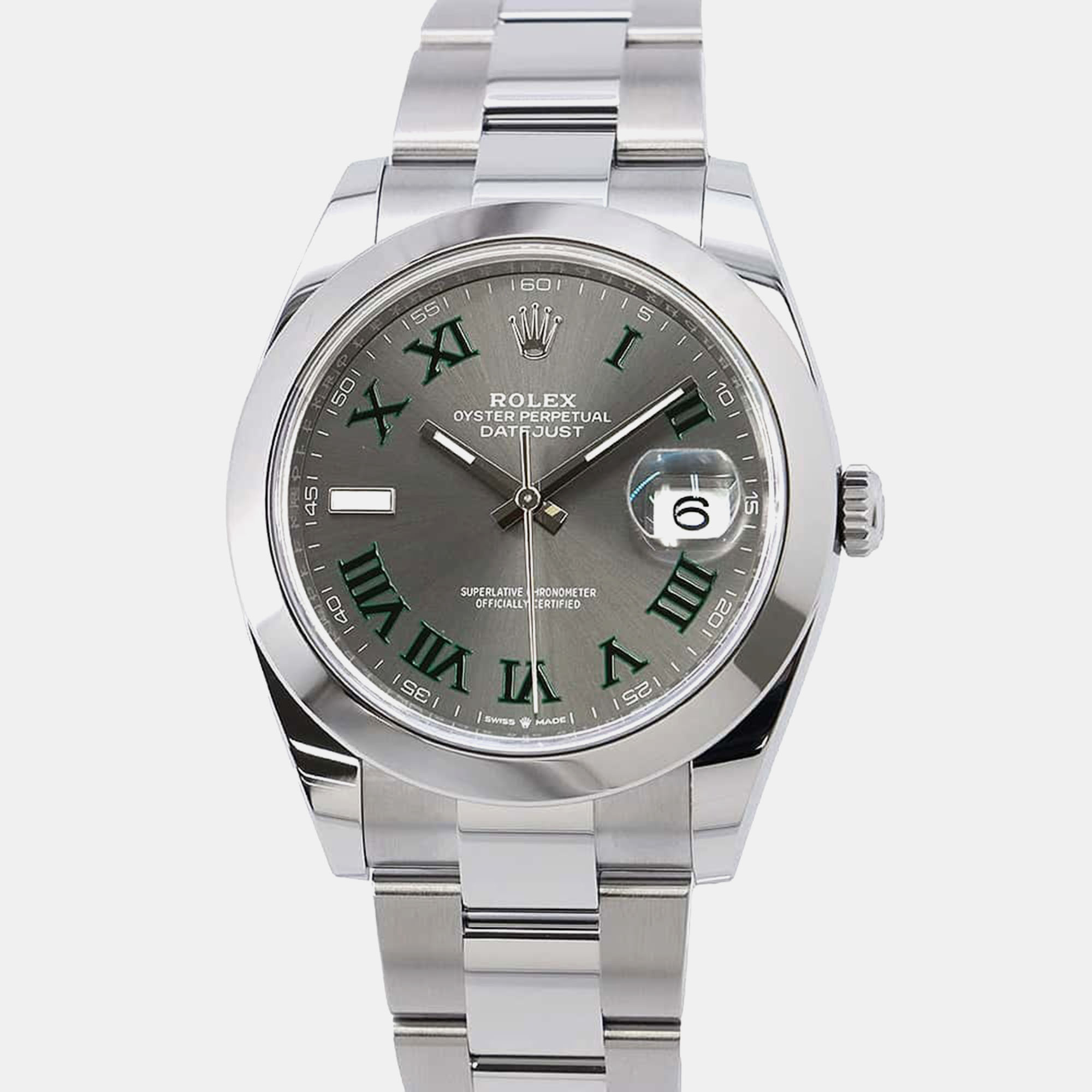 

Rolex Grey Stainless Steel Datejust Automatic Men's Wristwatch 41 mm