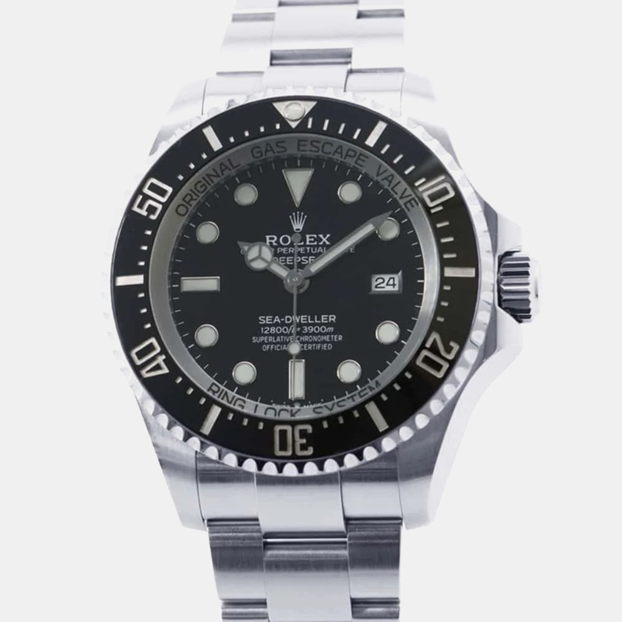 

Rolex Black Stainless Steel Sea-Dweller Deepsea Automatic Men's Wristwatch 44 mm