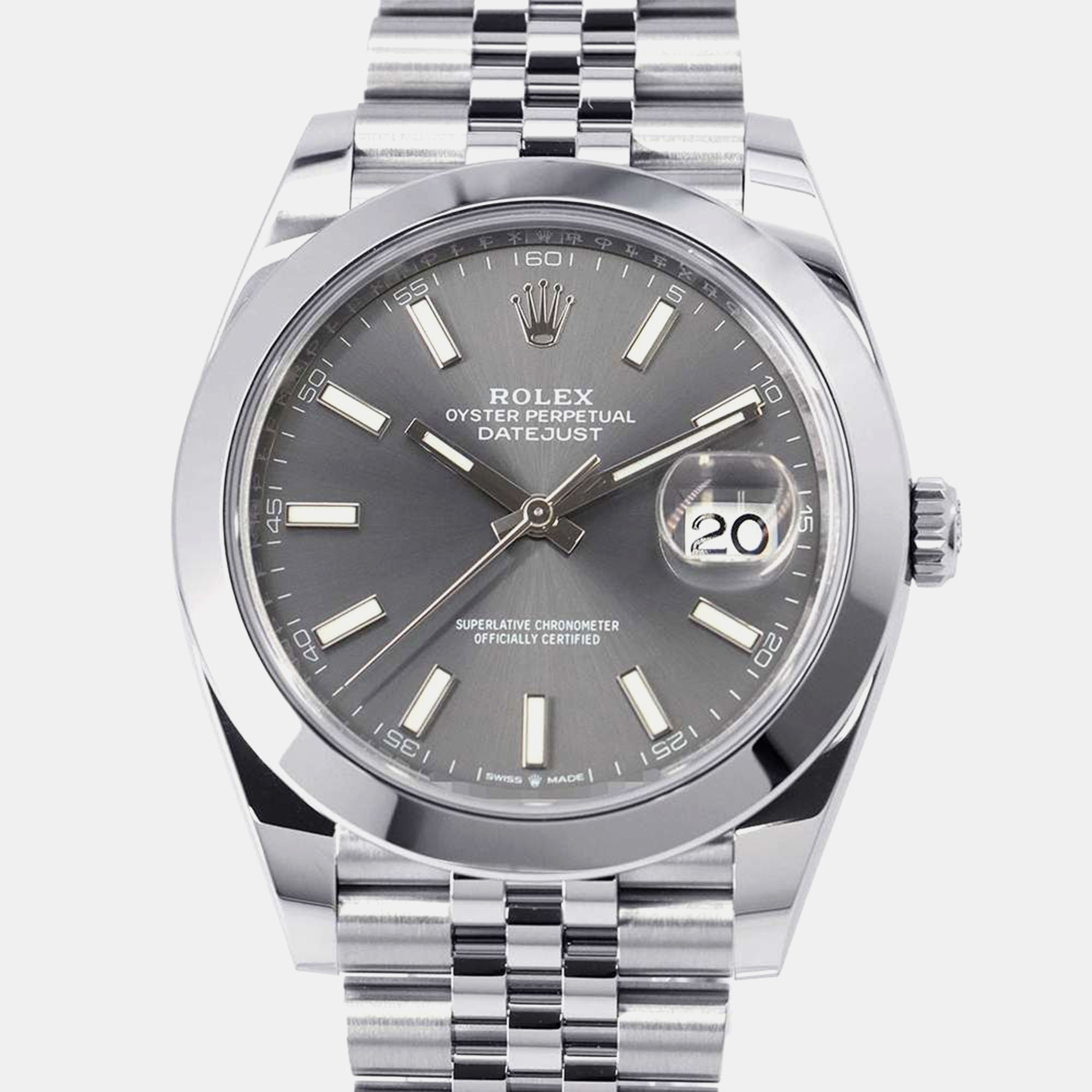 

Rolex Grey Stainless Steel Datejust Automatic Men's Wristwatch 41 mm