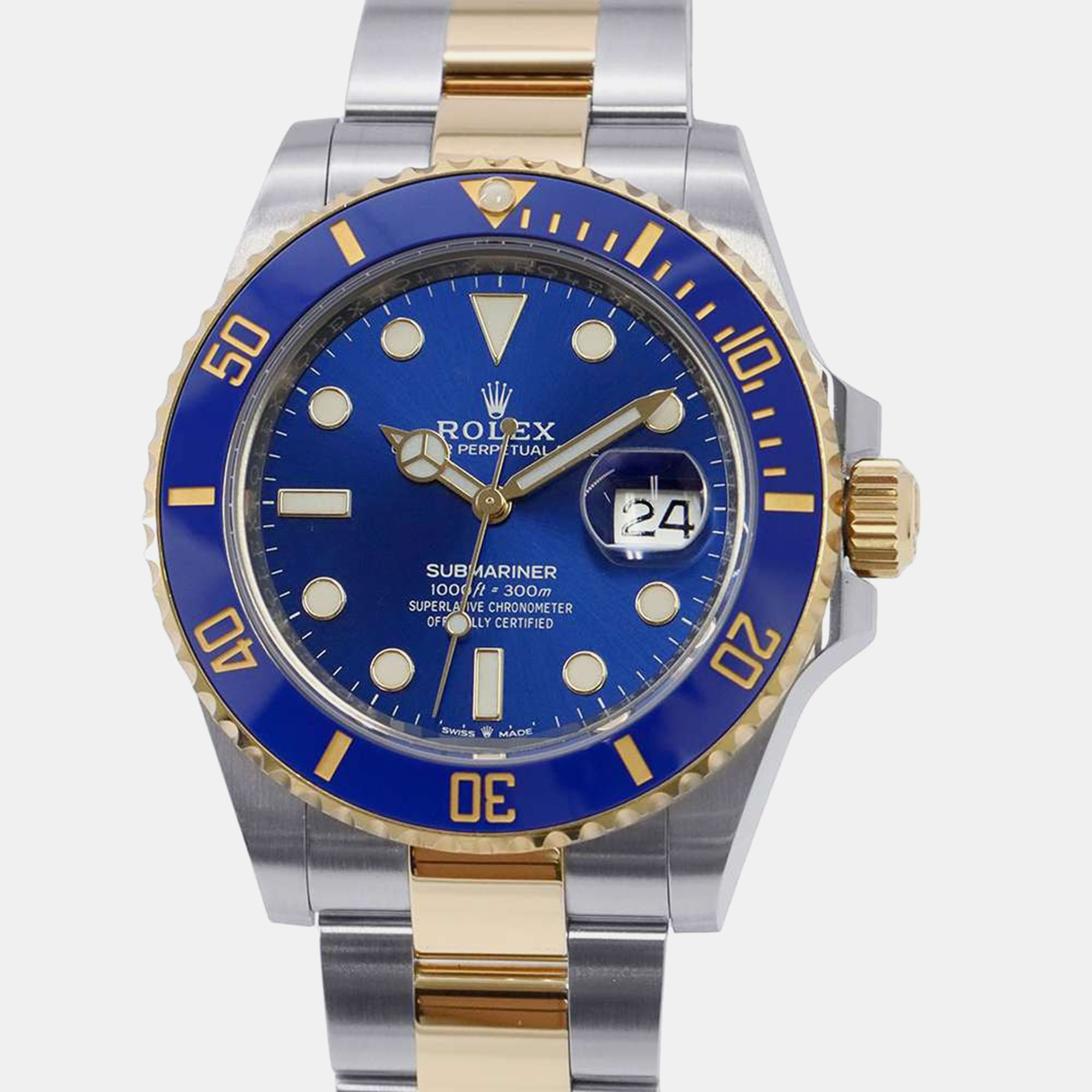 

Rolex Blue 18k Yellow Gold Stainless Steel Submariner 126613LB Automatic Men's Wristwatch 41 mm