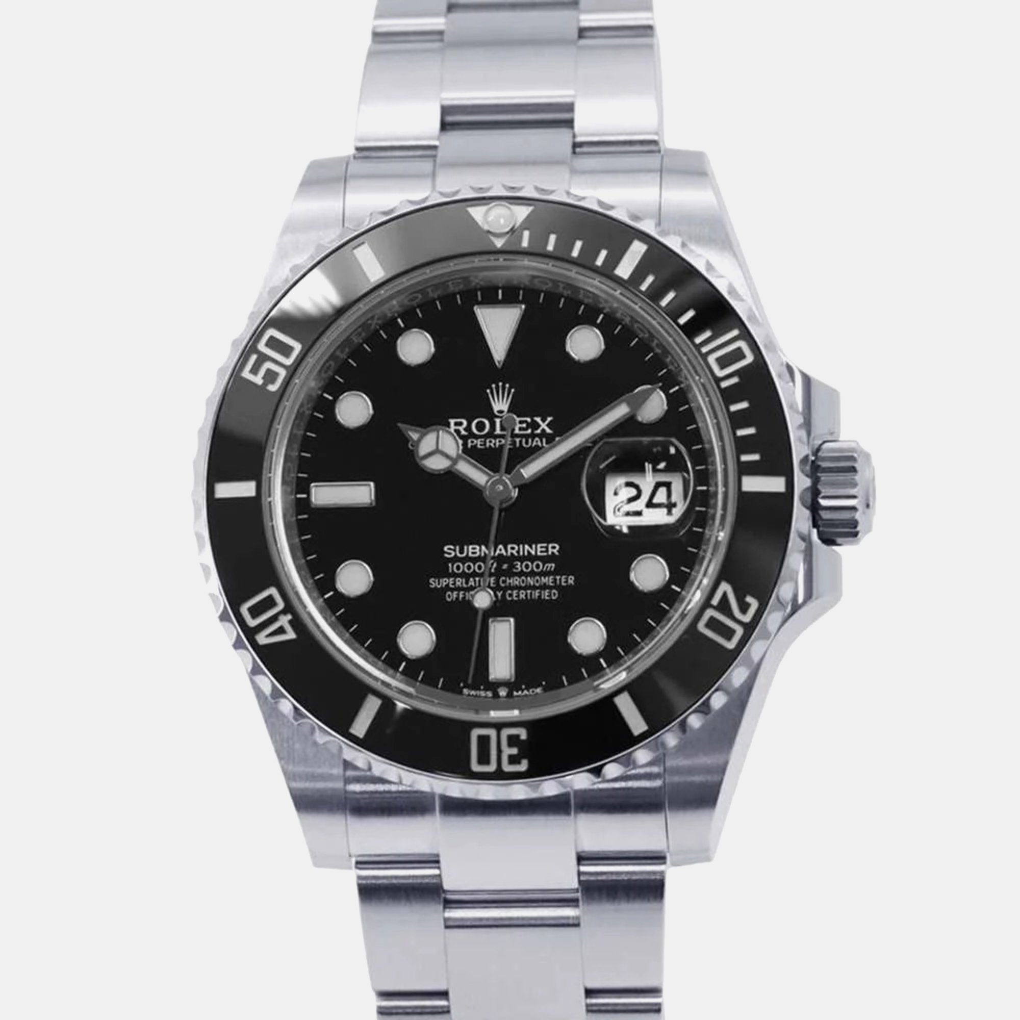 Pre-owned Rolex Black Stainless Steel Submariner 126610ln Automatic Men's Wristwatch 41 Mm