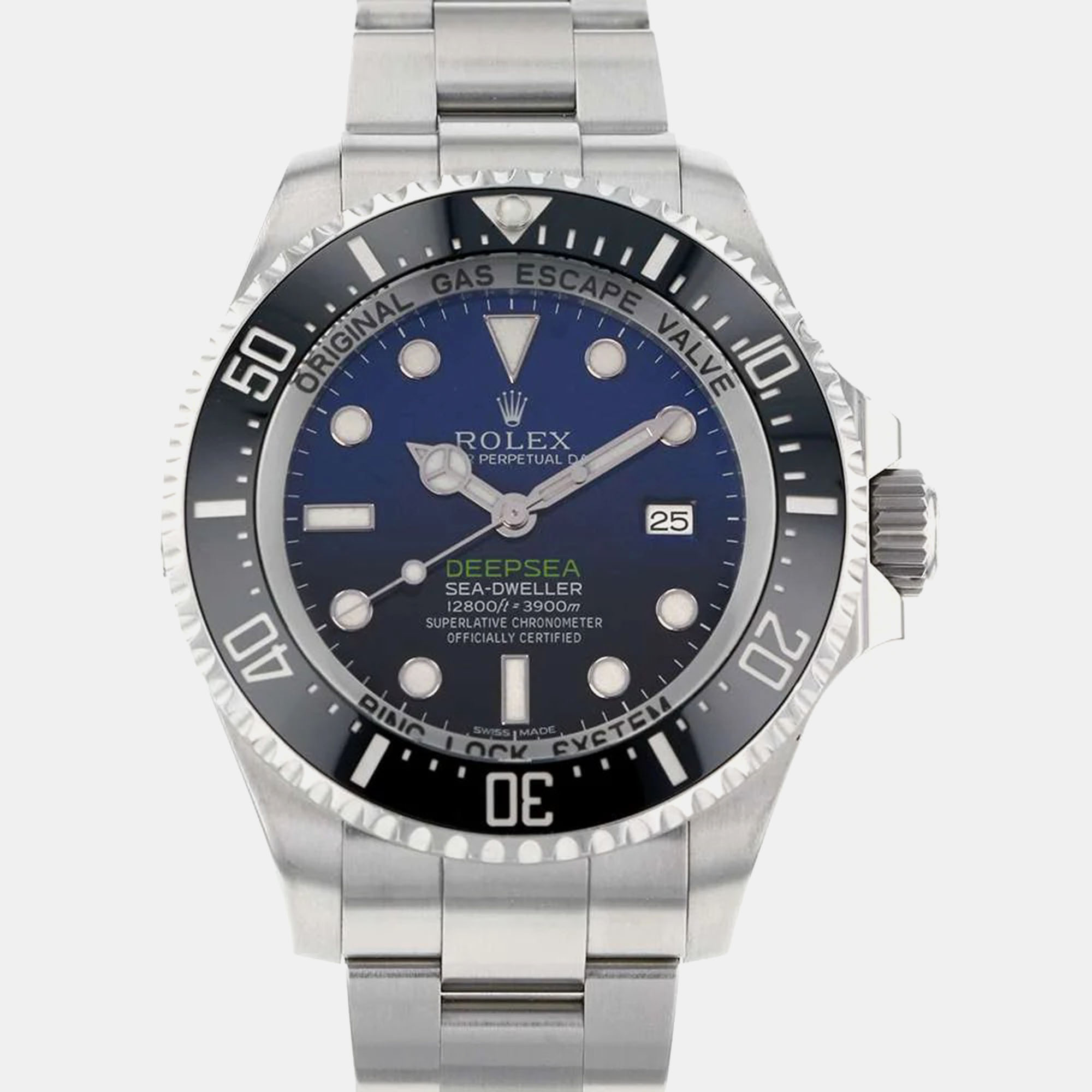 Pre-owned Rolex Navy Blue Stainless Steel Sea-dweller Deepsea 116660 Automatic Men's Wristwatch 44 Mm