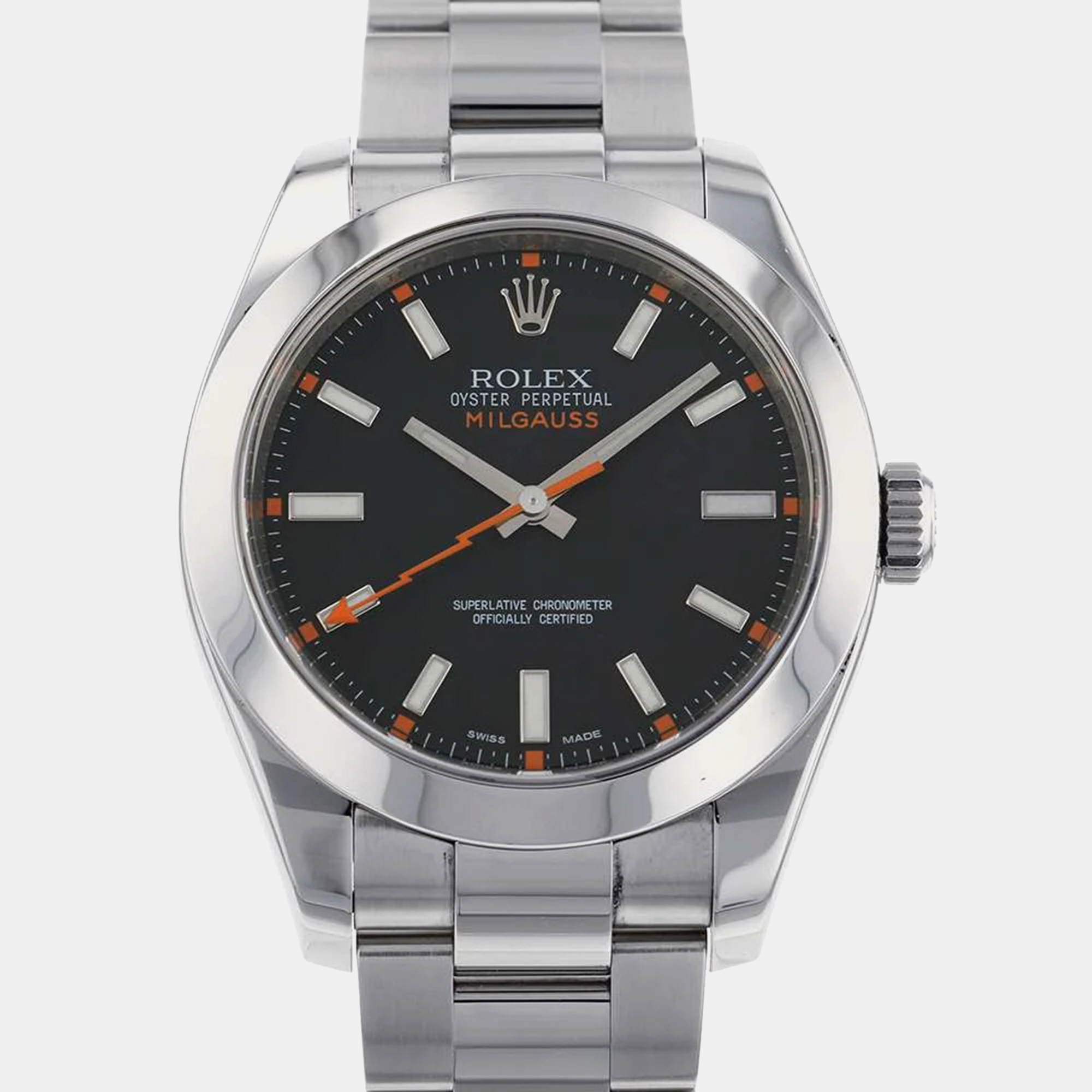 

Rolex Black Stainless Steel Milgauss 116400 Automatic Men's Wristwatch 40 mm