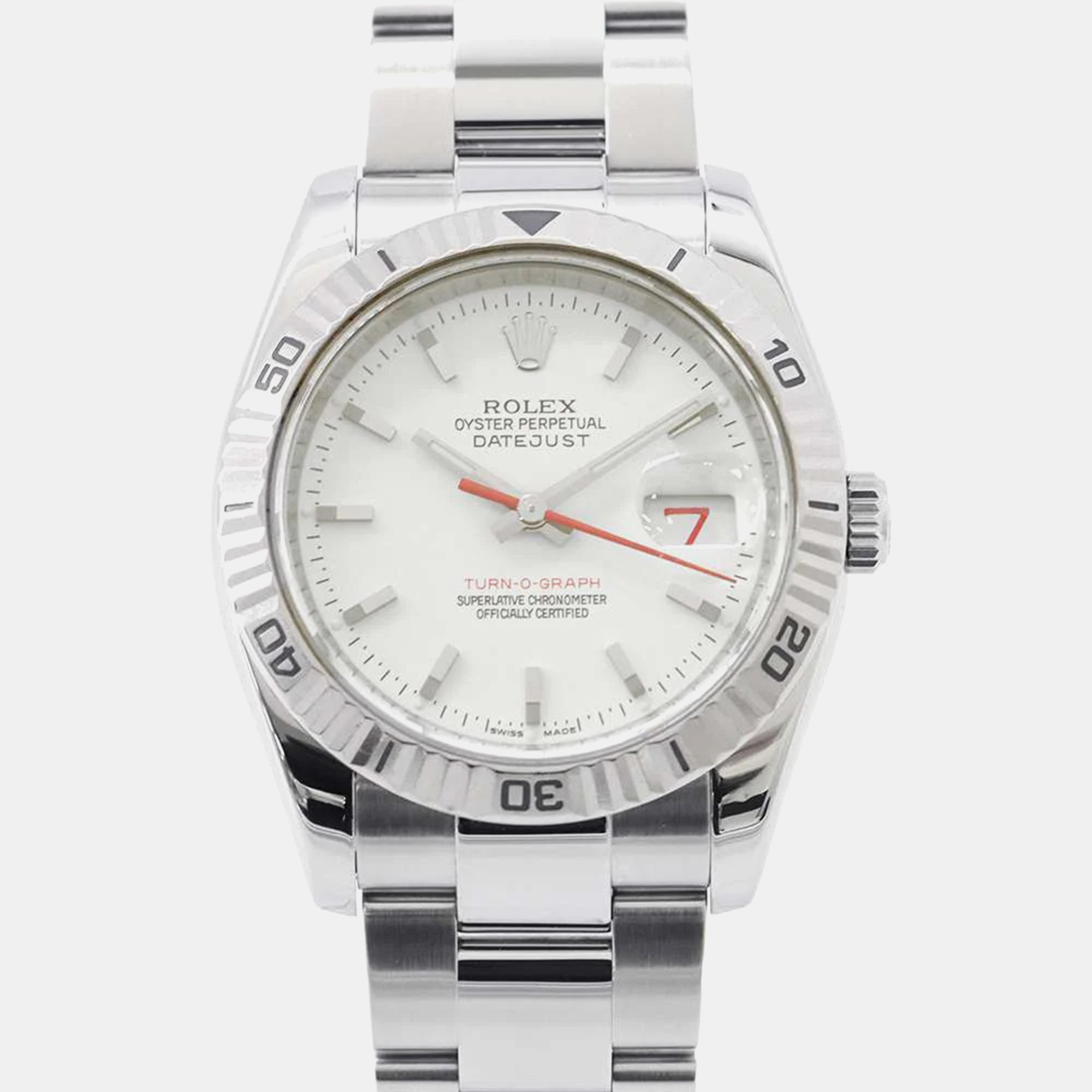 Pre-owned Rolex White 18k White Gold Stainless Steel Datejust 116264 Automatic Men's Wristwatch 36 Mm