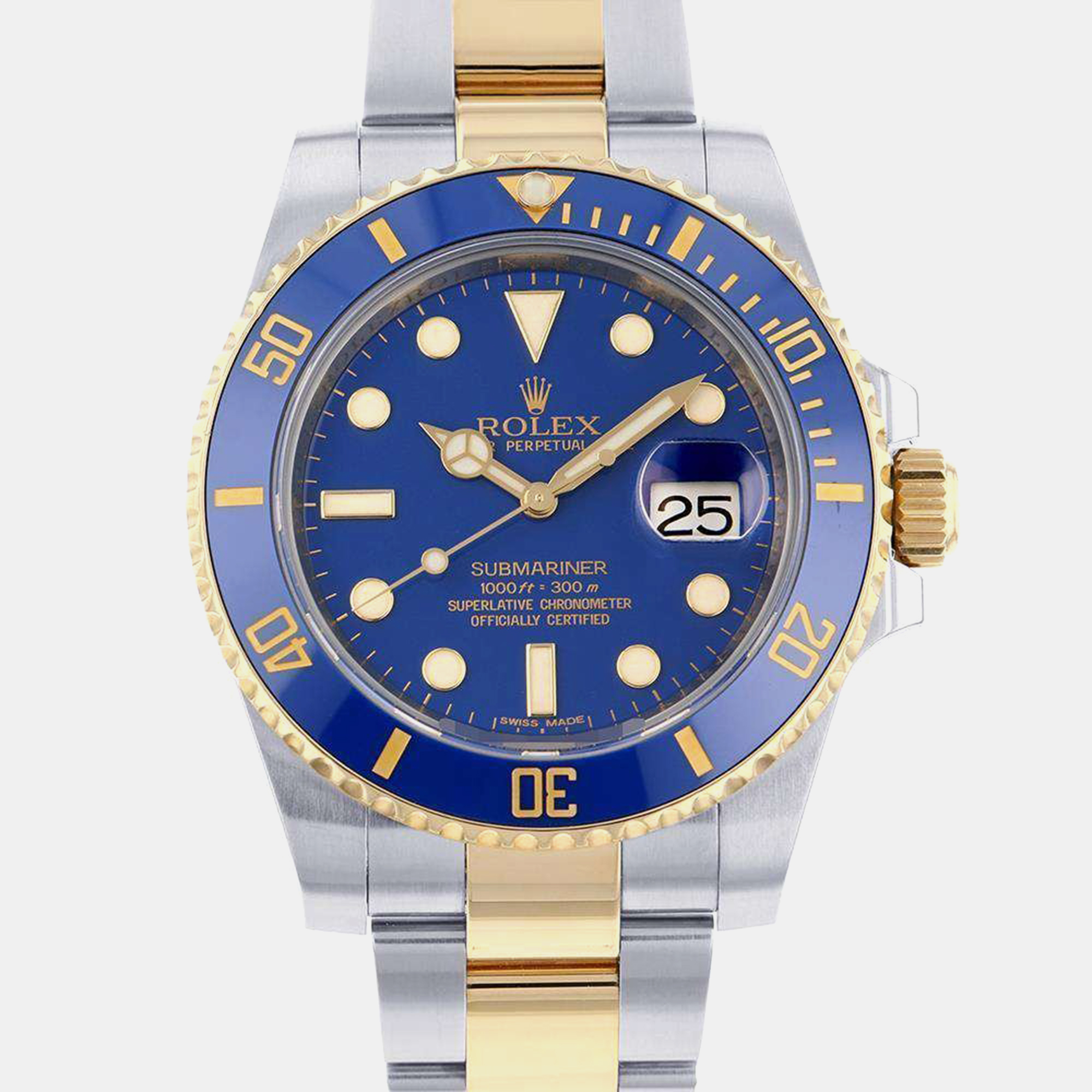 

Rolex Blue 18k Yellow Gold Stainless Steel Submariner 116613LB Automatic Men's Wristwatch 40 mm