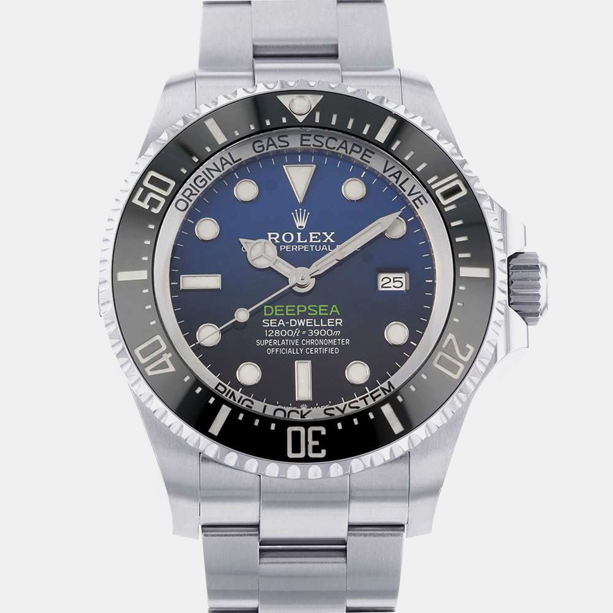 Pre-owned Rolex Blue Stainless Steel Sea-dweller 126660 Automatic Men's Wristwatch 44 Mm