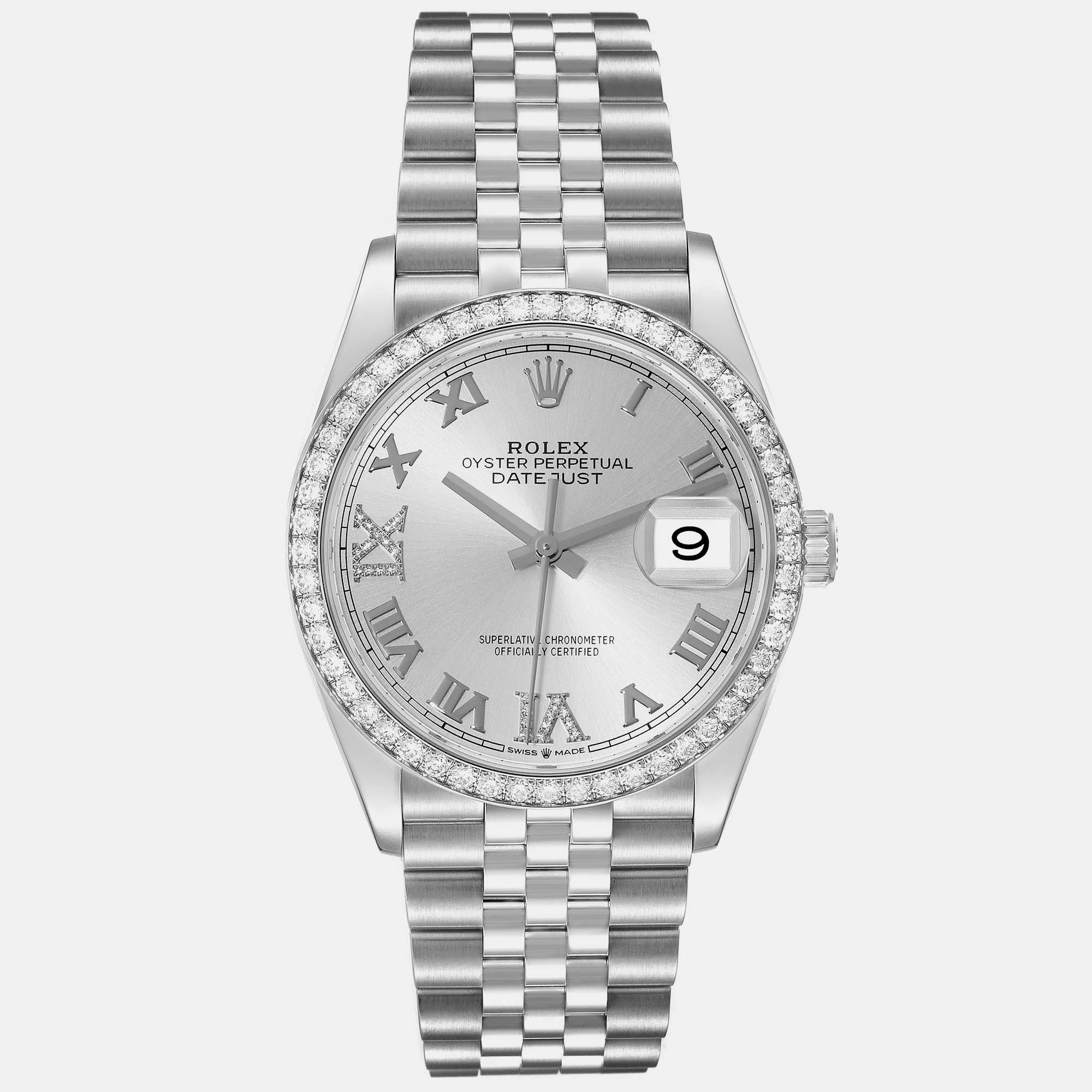 

Rolex Datejust Silver Diamond Dial Steel Men's Watch 36.0 mm