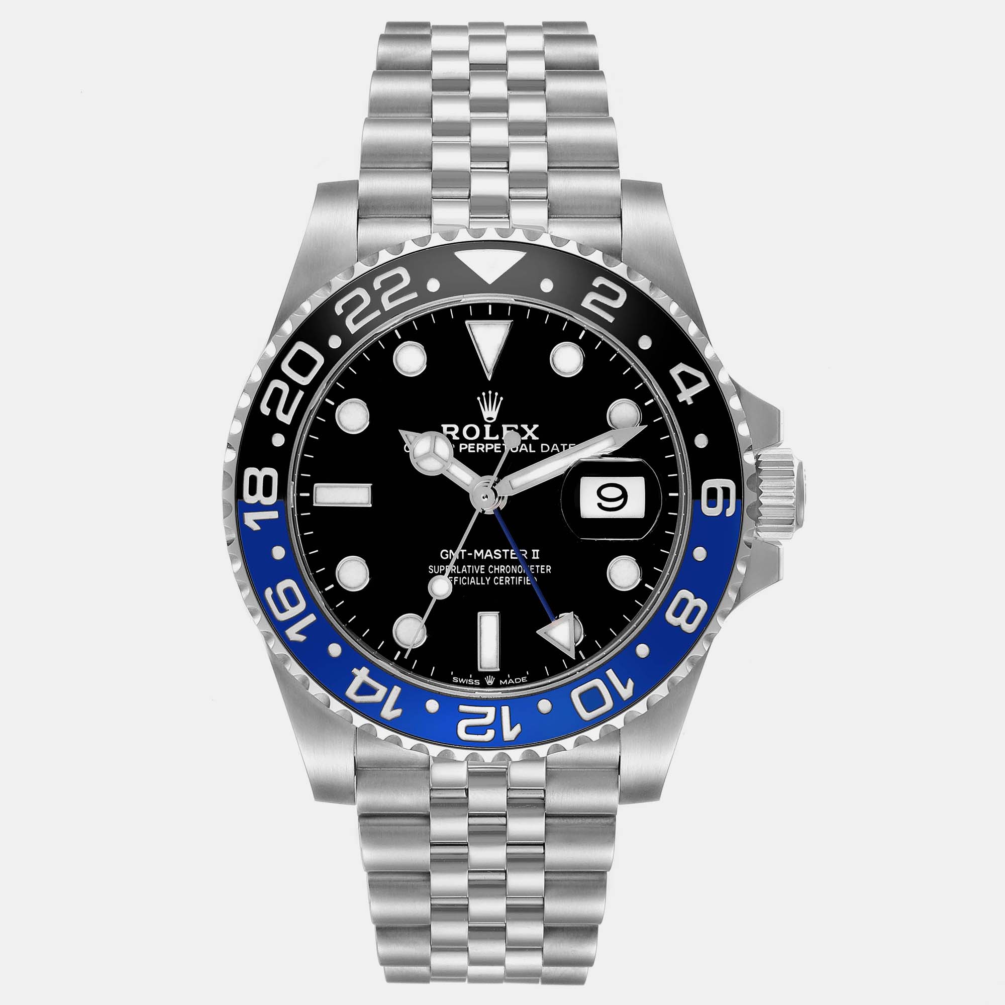 

Rolex GMT Master II Batgirl Black Blue Bezel Steel Men's Watch 126710 40 mm