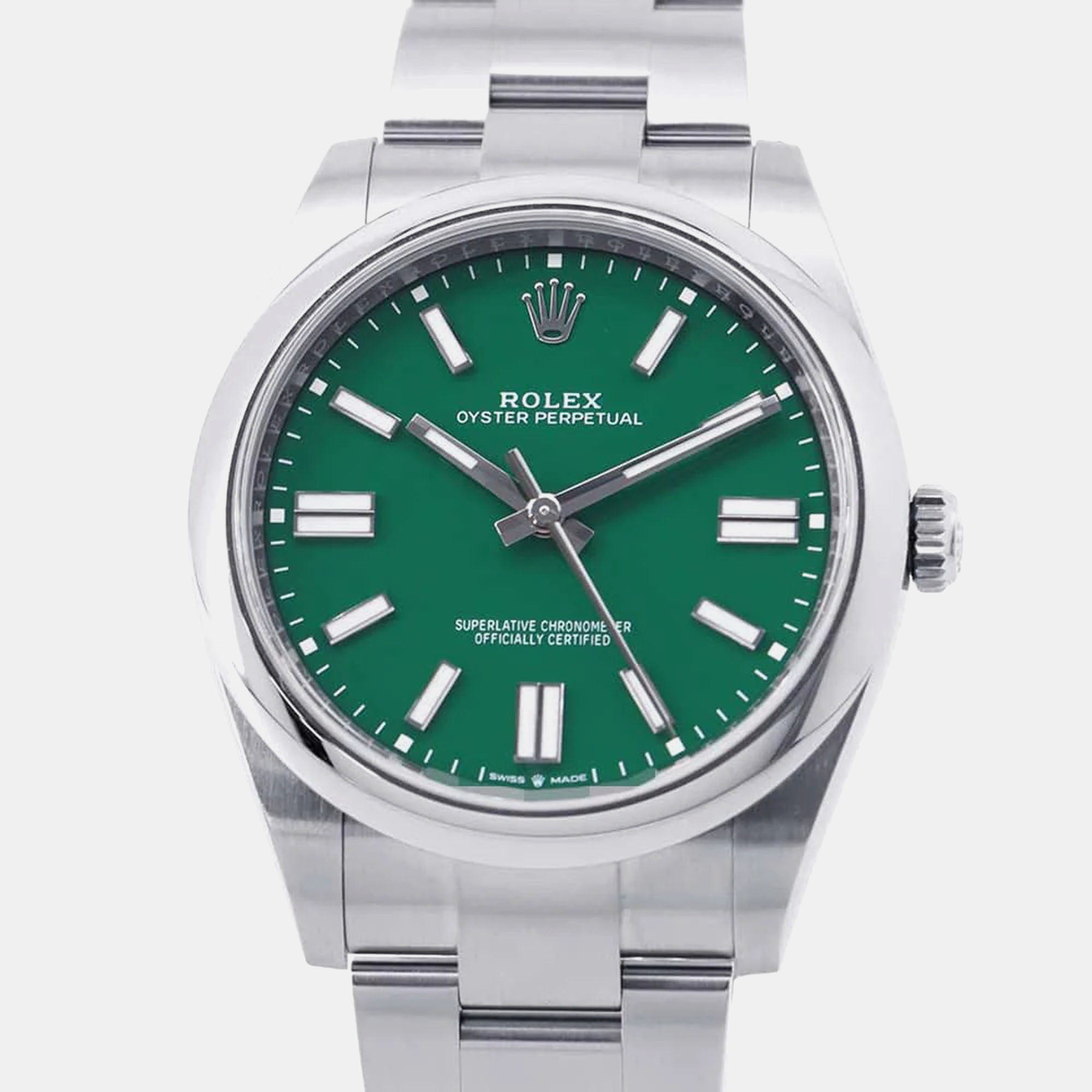 

Rolex Green Stainless Steel Oyster Perpetual 124300 Automatic Men's Wristwatch 41 mm