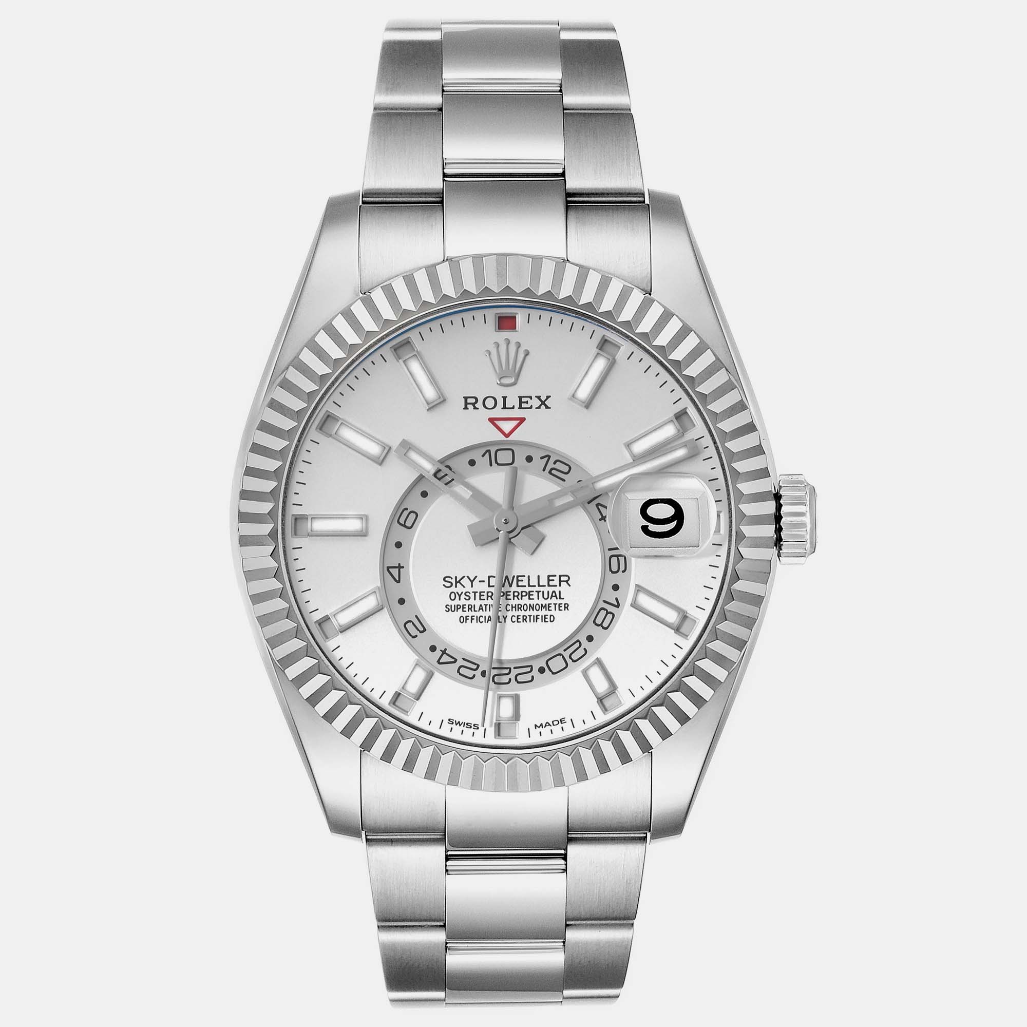 

Rolex Sky-Dweller Steel White Gold Mens Watch 326934, Silver
