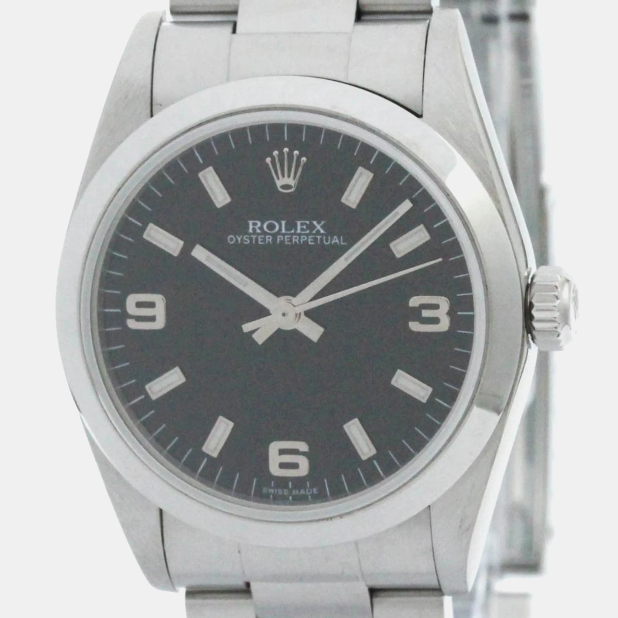 Pre-owned Rolex Oyster Perpetual A Serial Automatic Mid Size Watch 30 Mm In Black