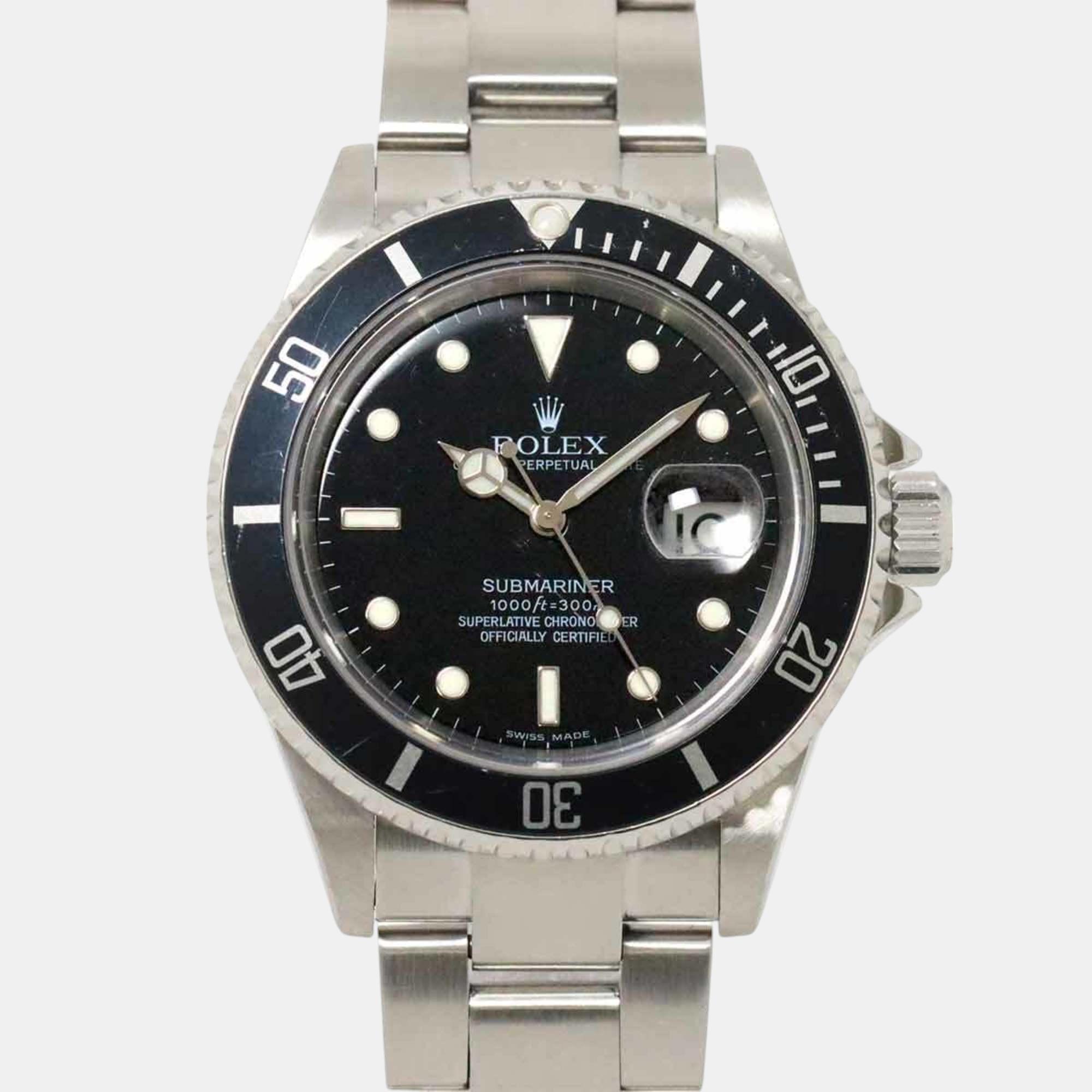 

Rolex Black Automatic Submariner Date 16610 F Series Men's Watch