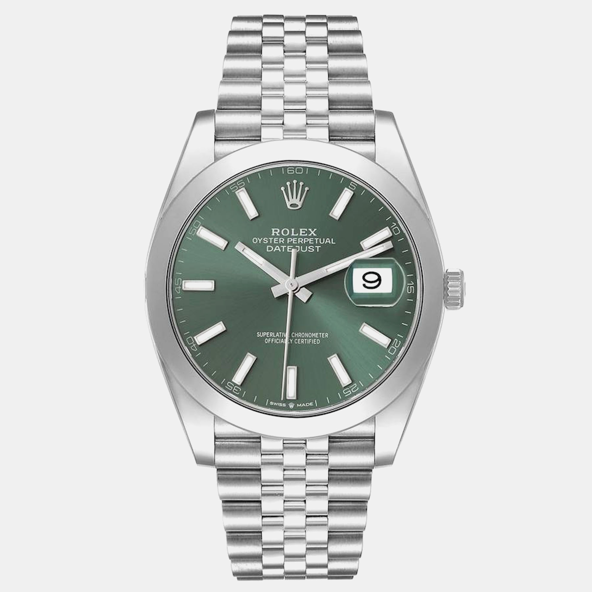 

Rolex Datejust 41 Mint Green Dial Steel Mens Watch 126300 Unworn