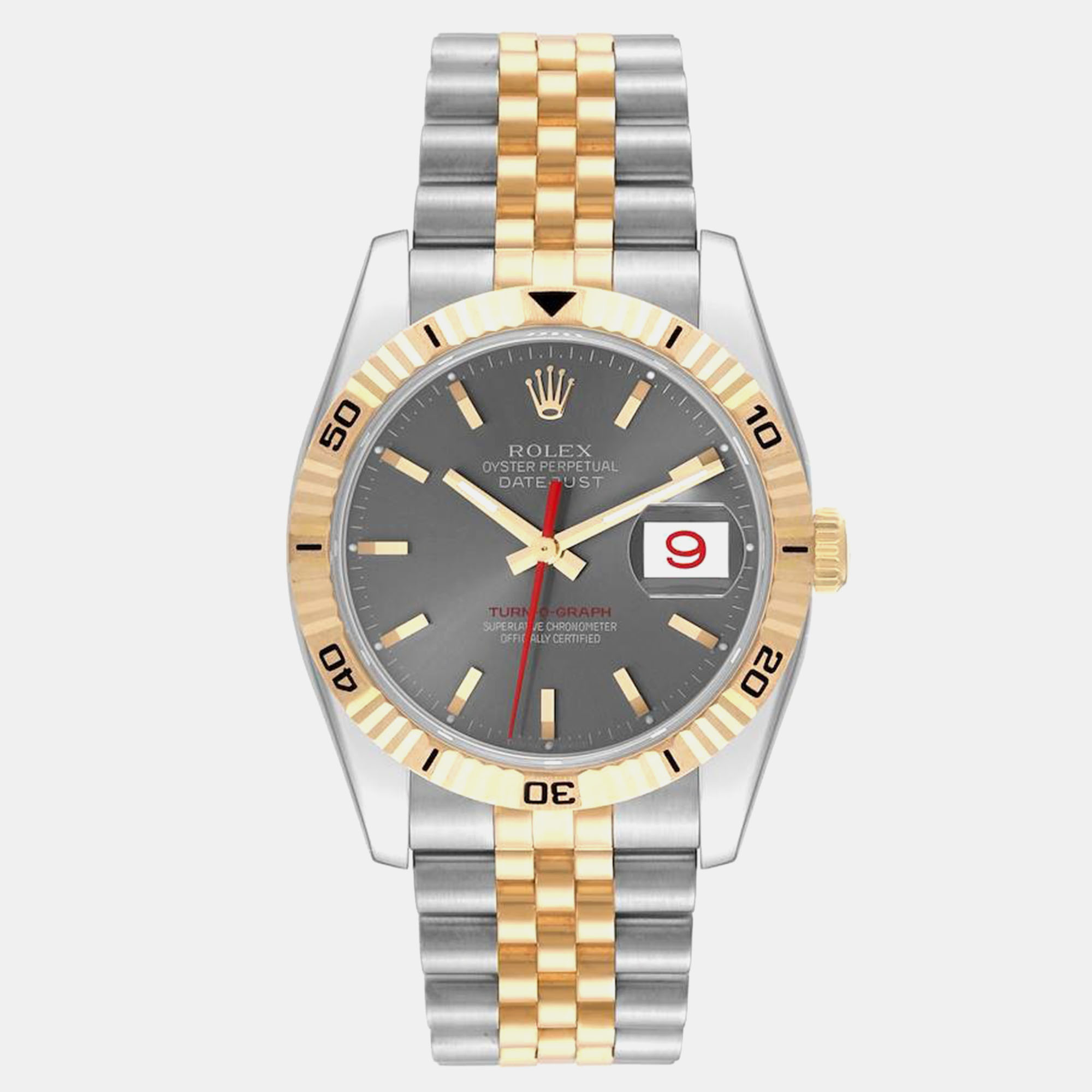 

Rolex Turnograph Datejust Steel Yellow Gold Gray Dial Men's Watch 36.0 mm, Grey