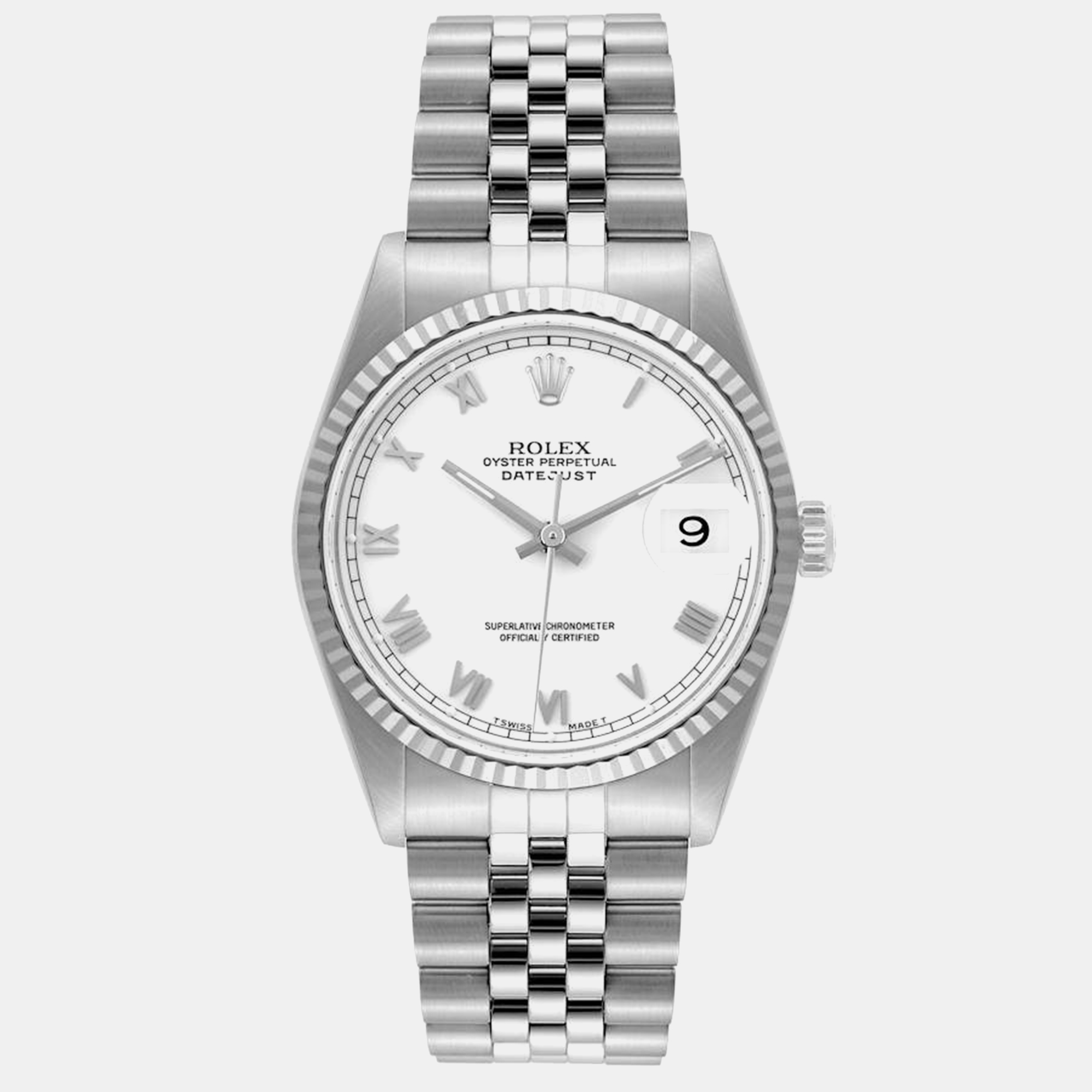 

Rolex Datejust Steel White Gold Roman Dial Men's Watch 36.0 mm