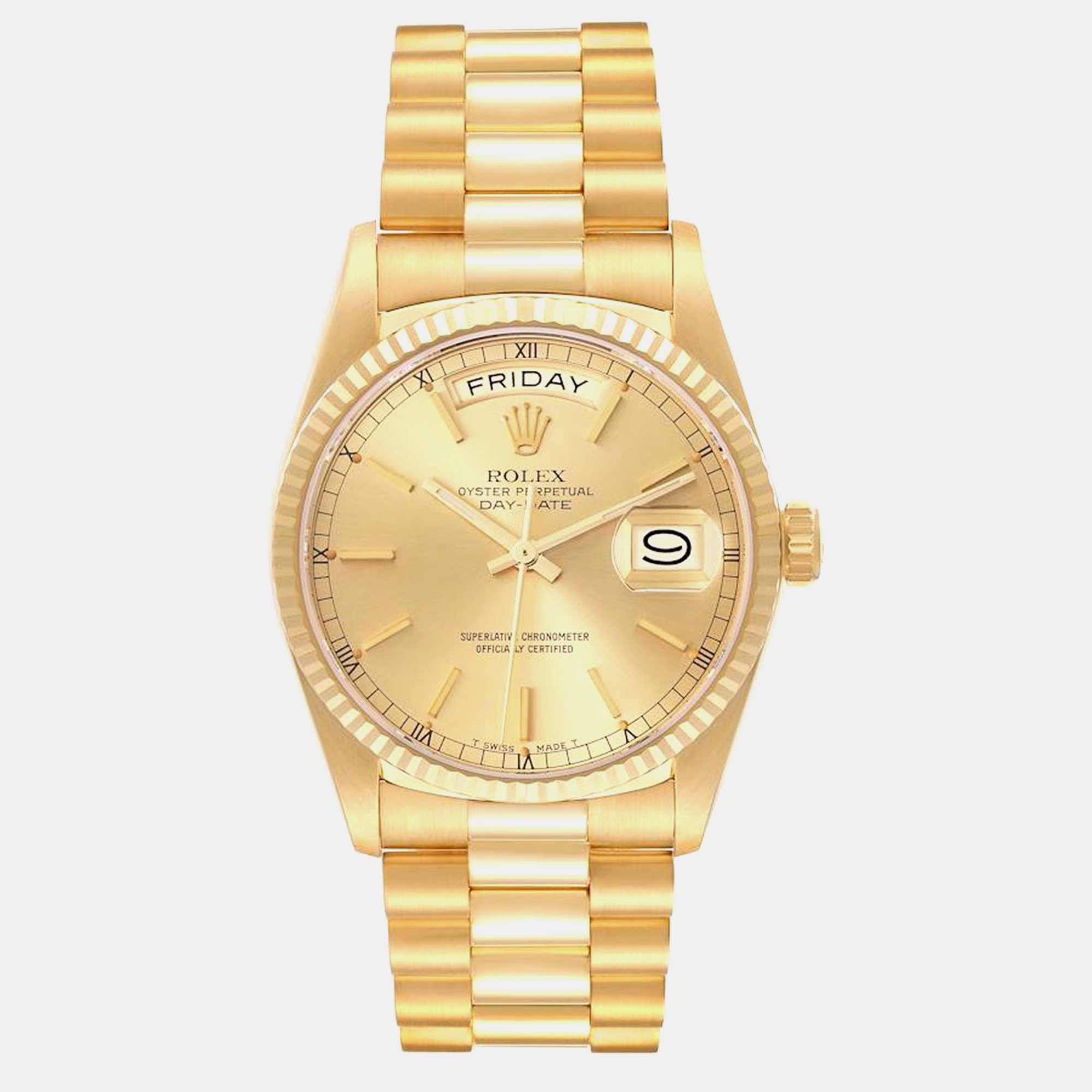 

Rolex President Day-Date Yellow Gold Champagne Dial Men's Watch 36.0 mm